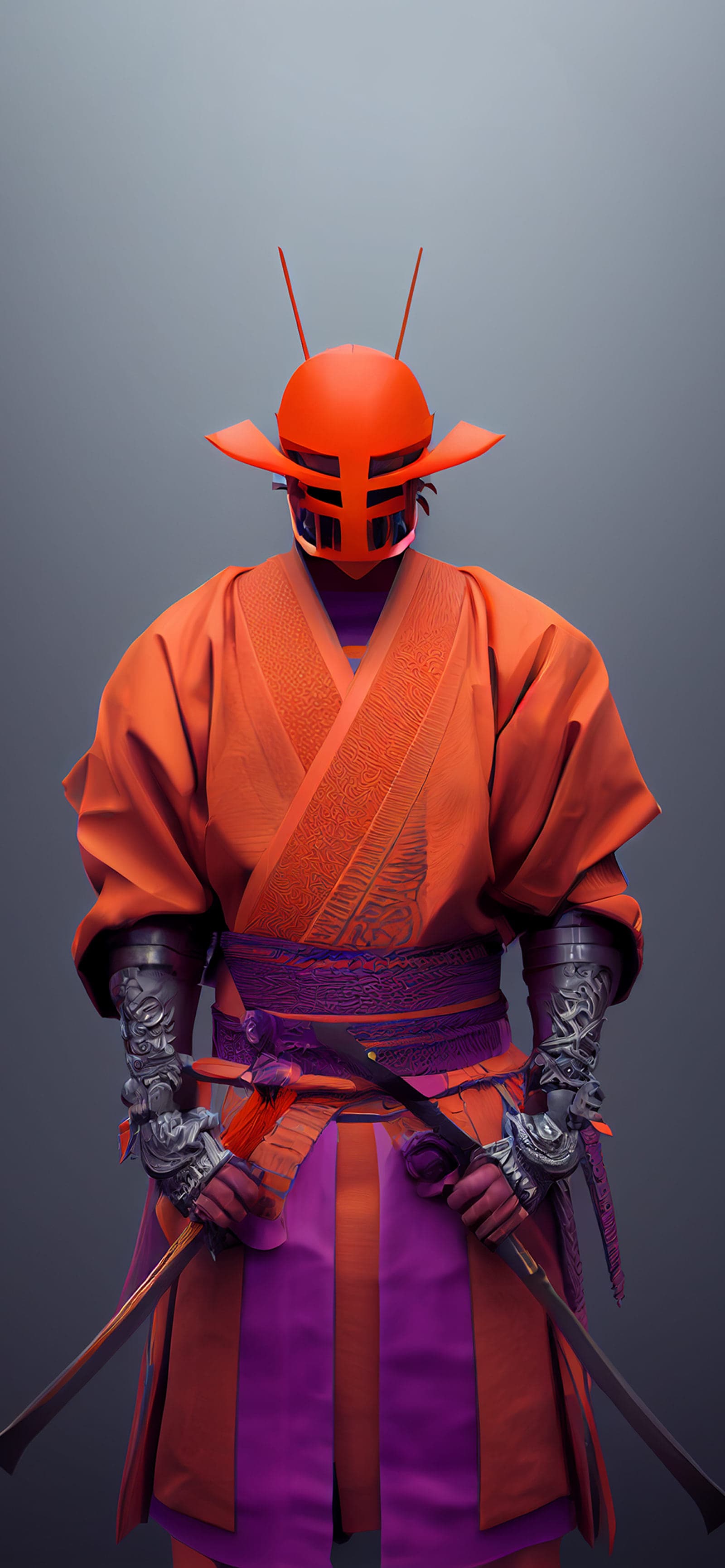 Orange Samurai Stance - Pro phone wallpaper