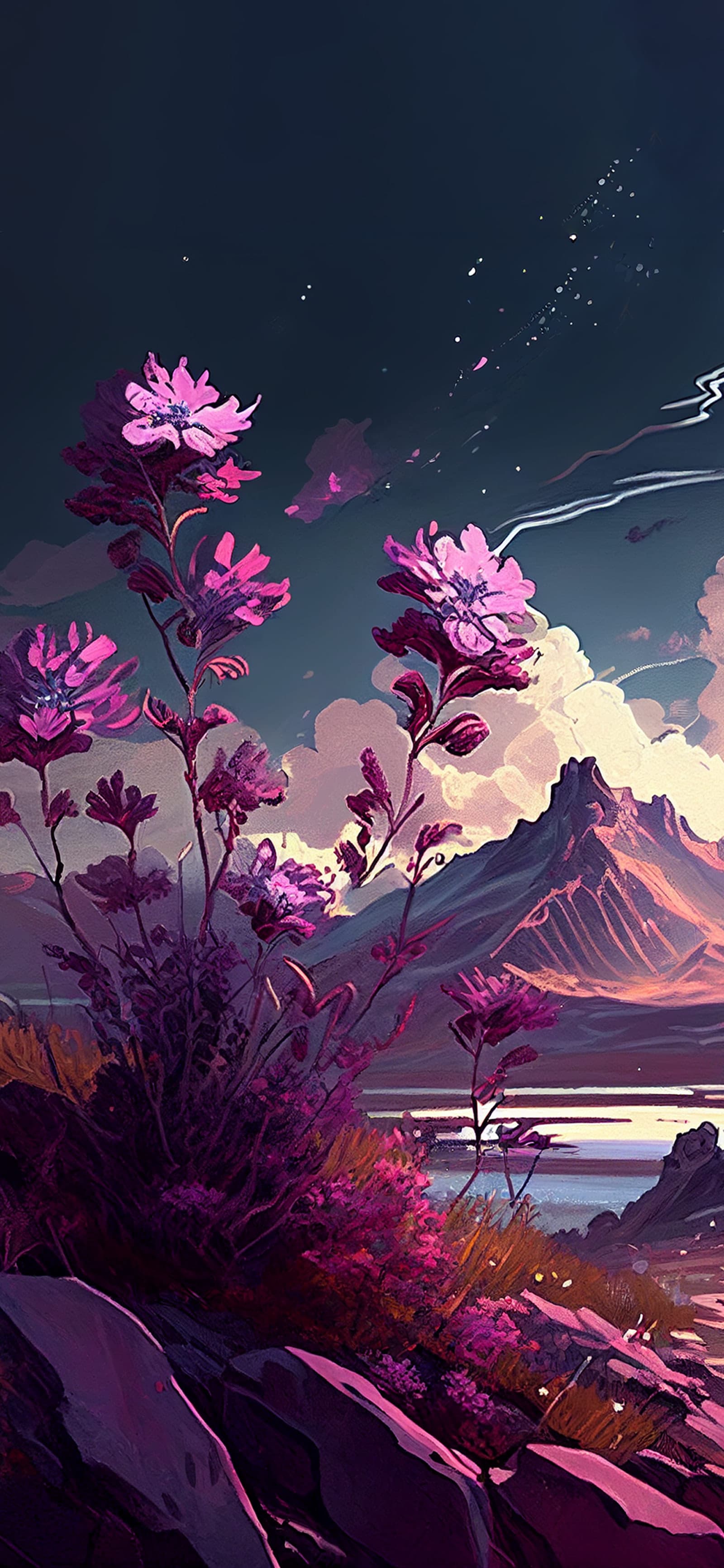 Magenta Mountain Bloom - Pro phone wallpaper