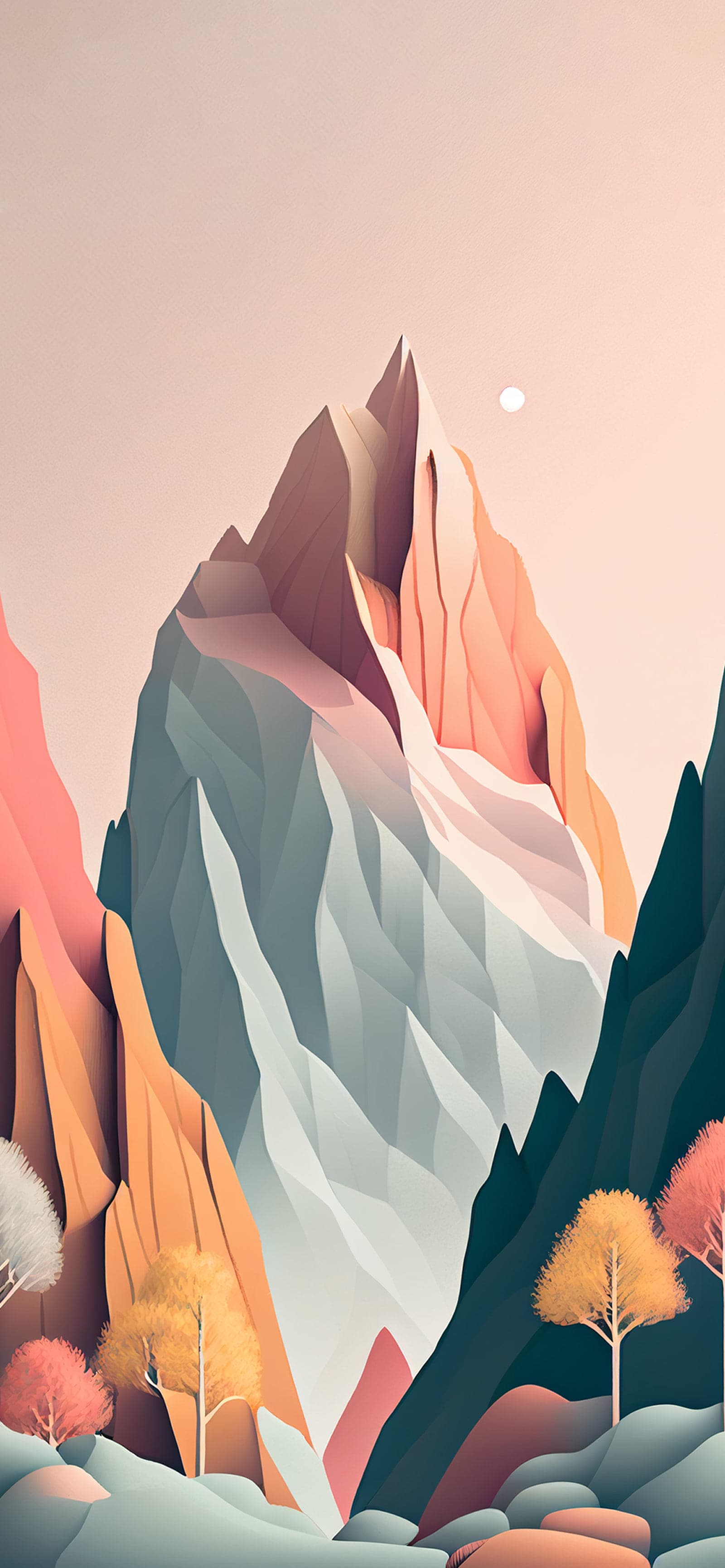 Geometric Mountain Vista - Pro phone wallpaper