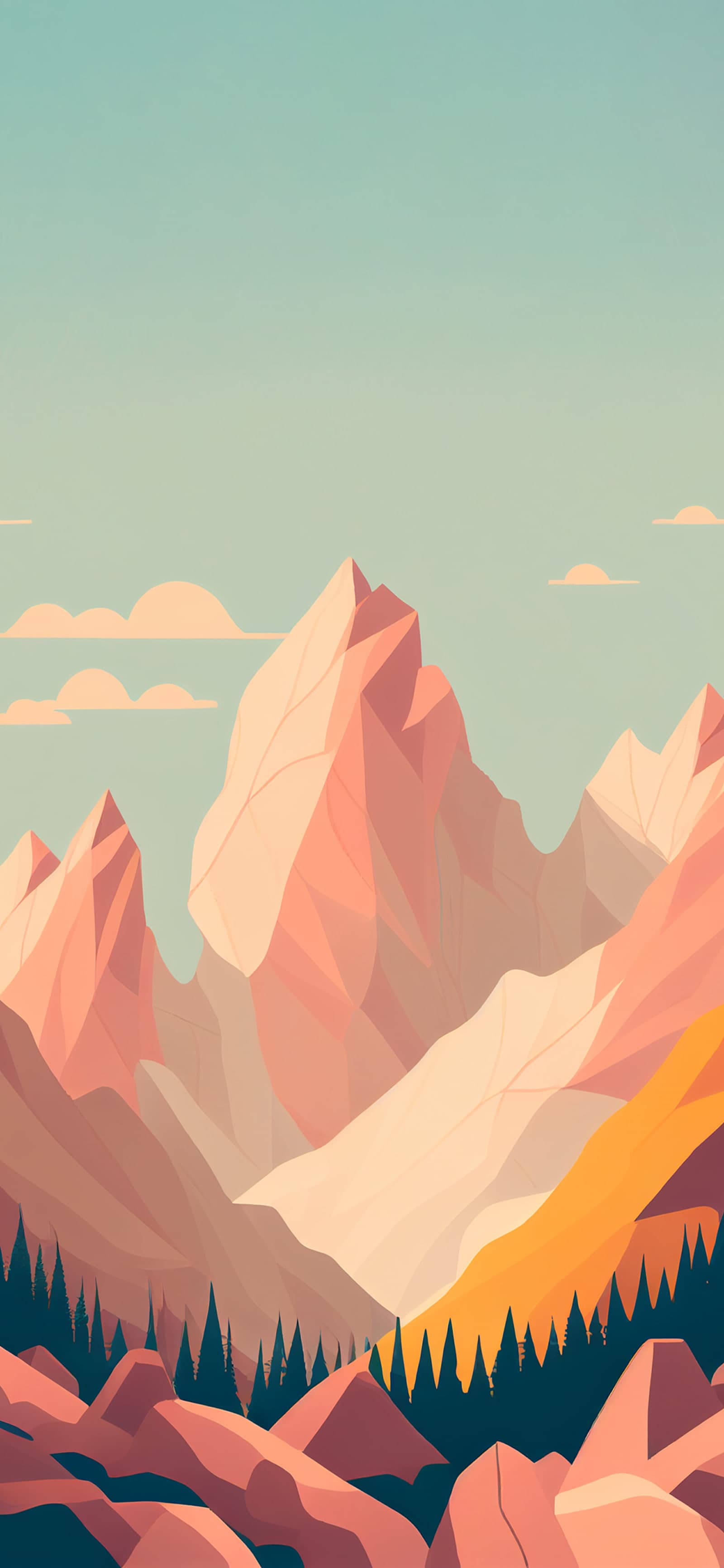Geometric Mountain Peaks - Pro phone wallpaper