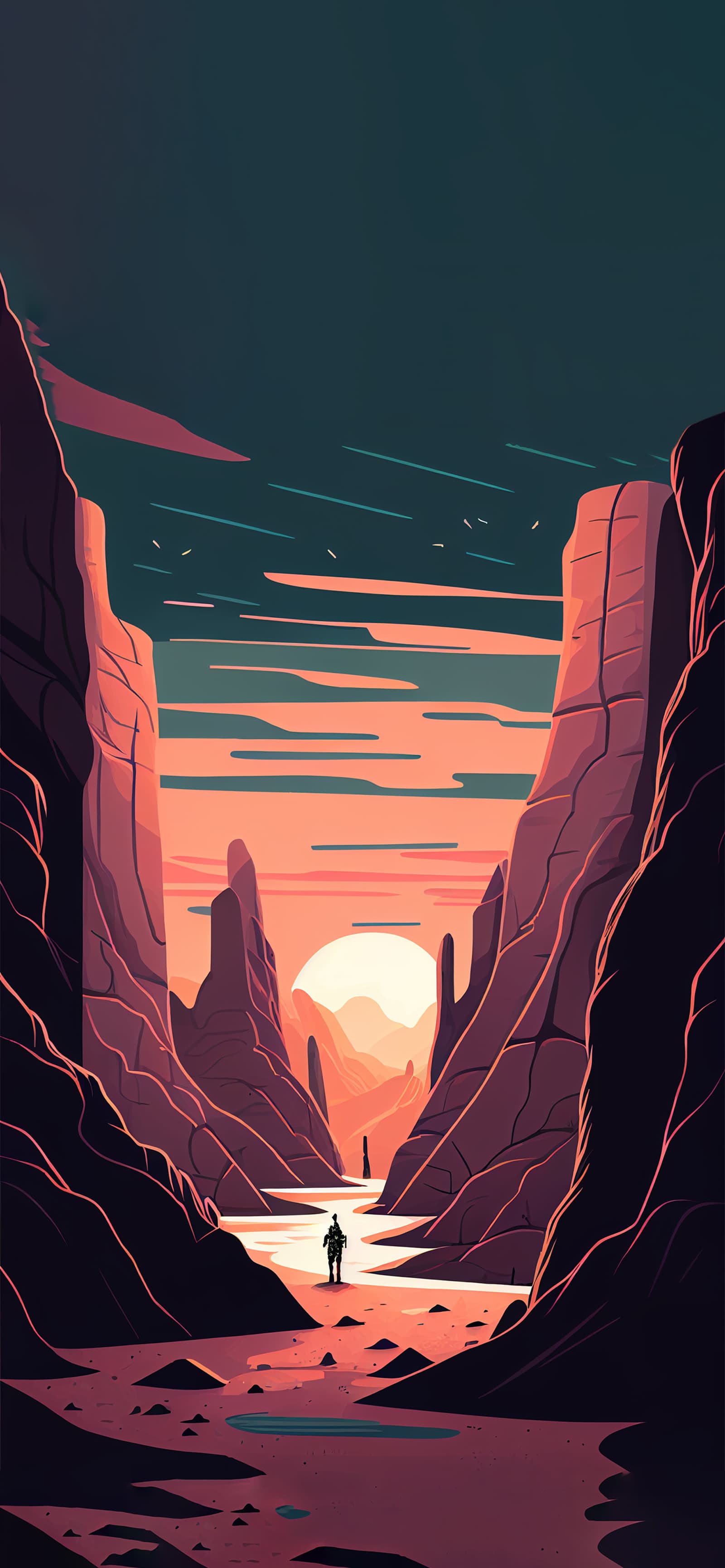 Canyon Sunset Silhouette - Pro phone wallpaper