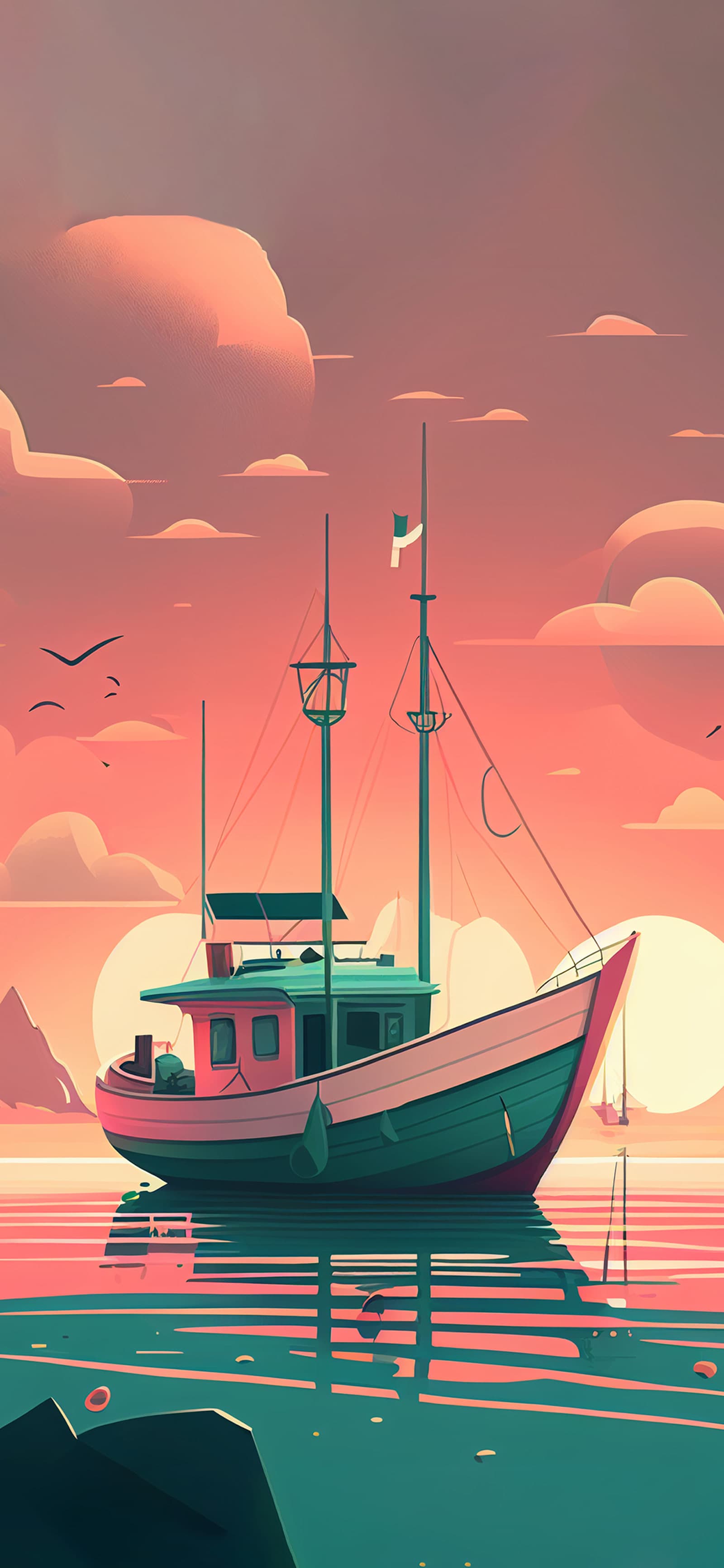 Tranquil Boat Scene - Pro phone wallpaper