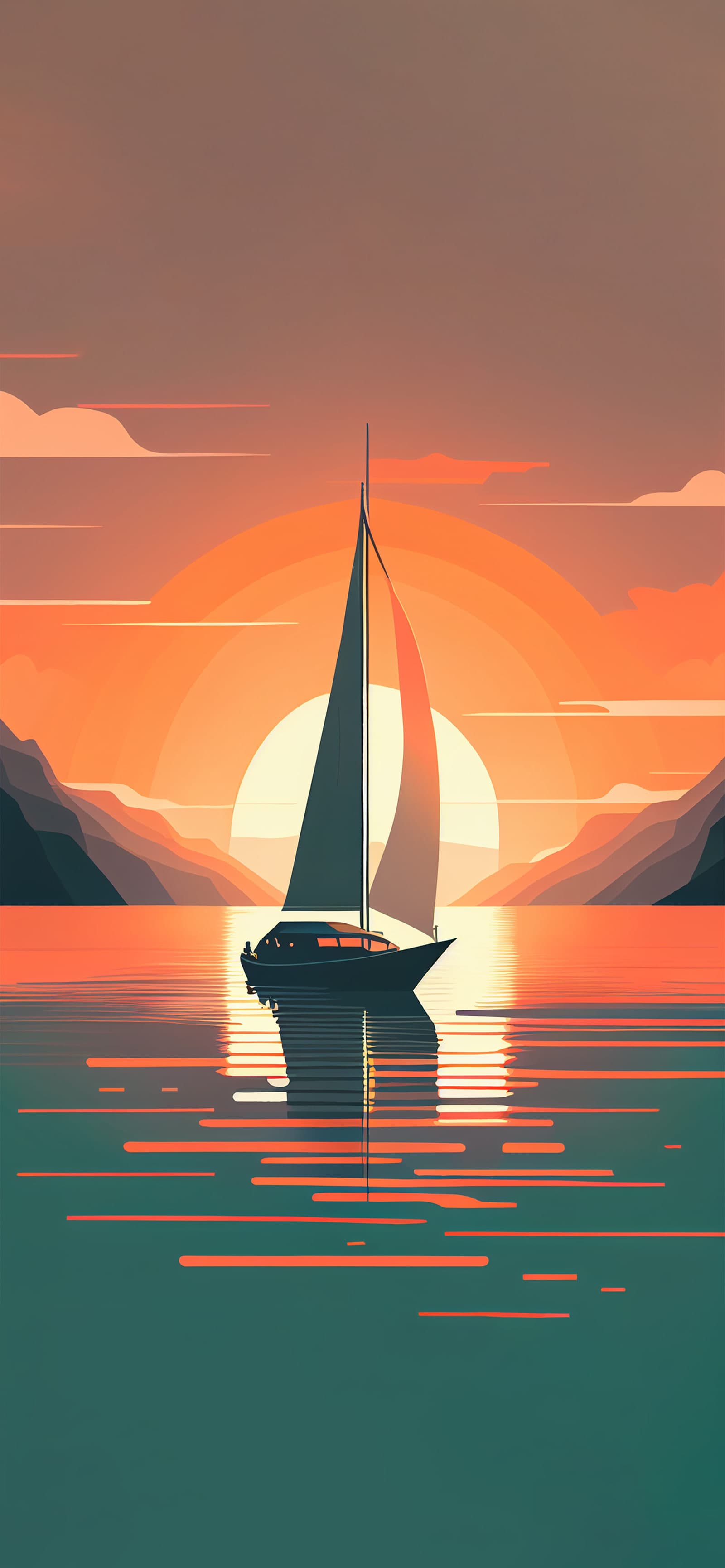 Sailboat Sunset Serenity - Pro phone wallpaper