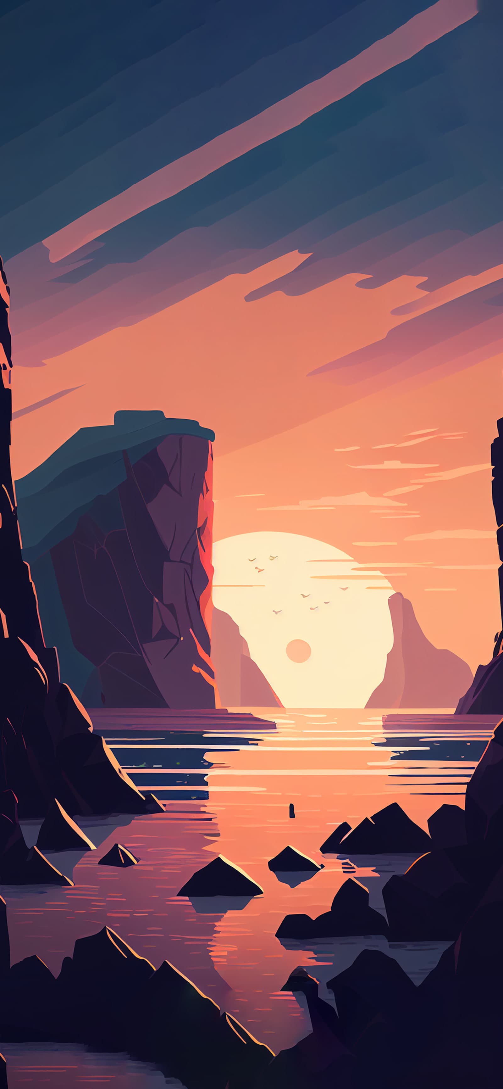 Coastal Cliff Sunset - Pro phone wallpaper