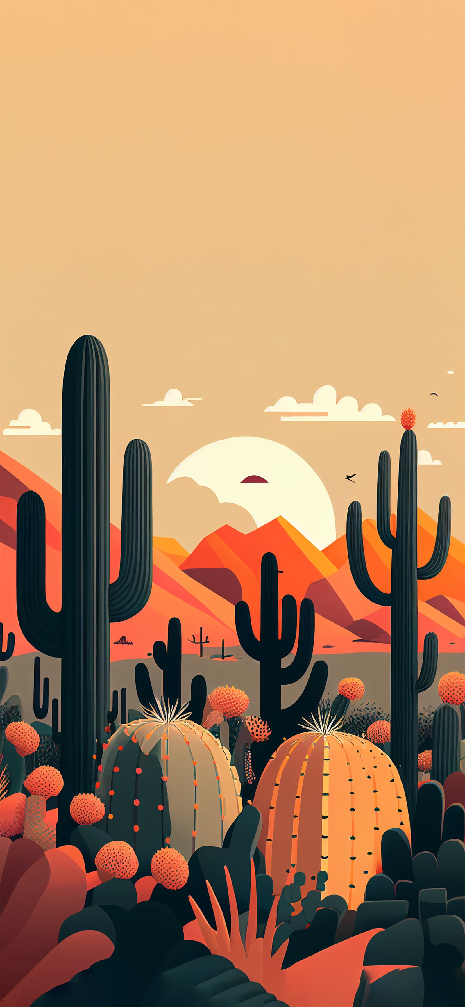 Desert Cactus Sunset - Pro phone wallpaper