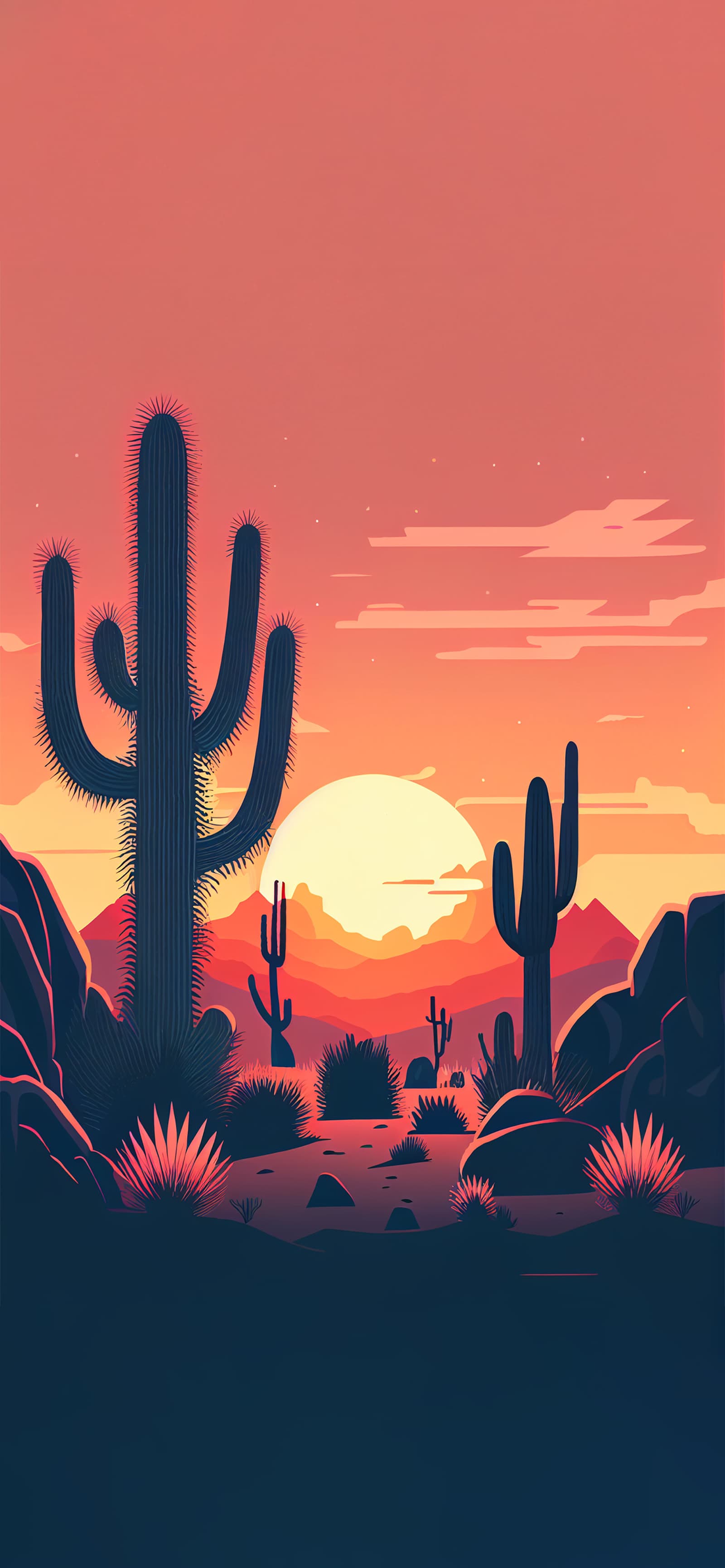 Desert Cactus Silhouette - Pro phone wallpaper