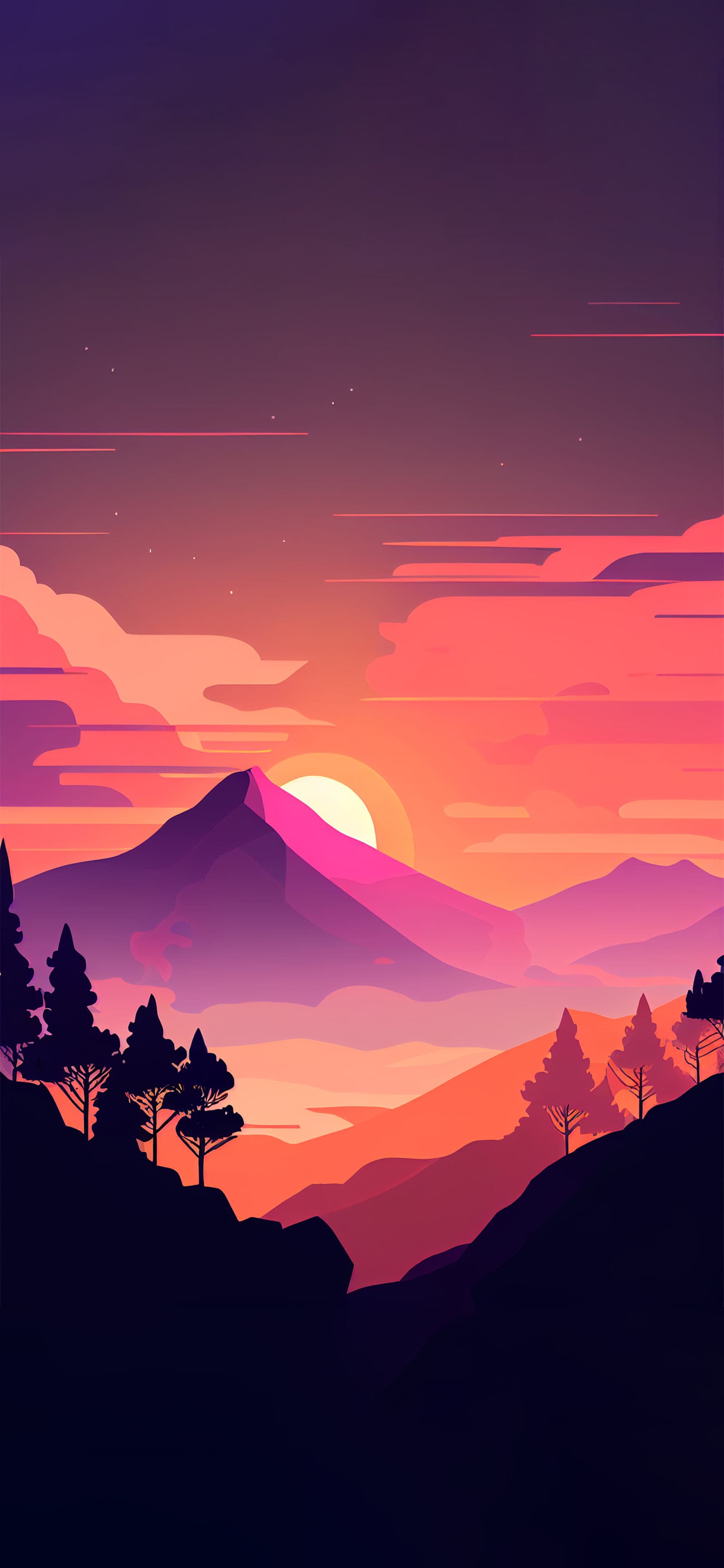 Crimson Mountain Sunset - Pro phone wallpaper