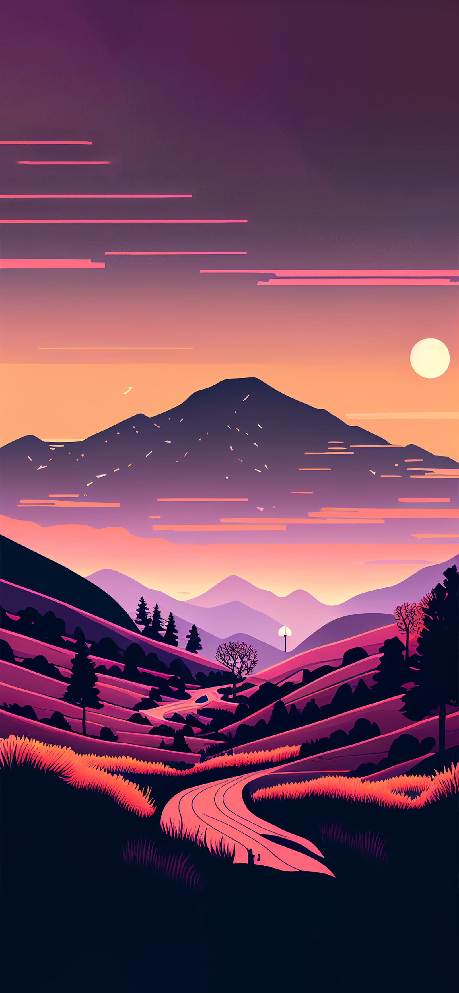 Purple Mountain Road - Pro phone wallpaper