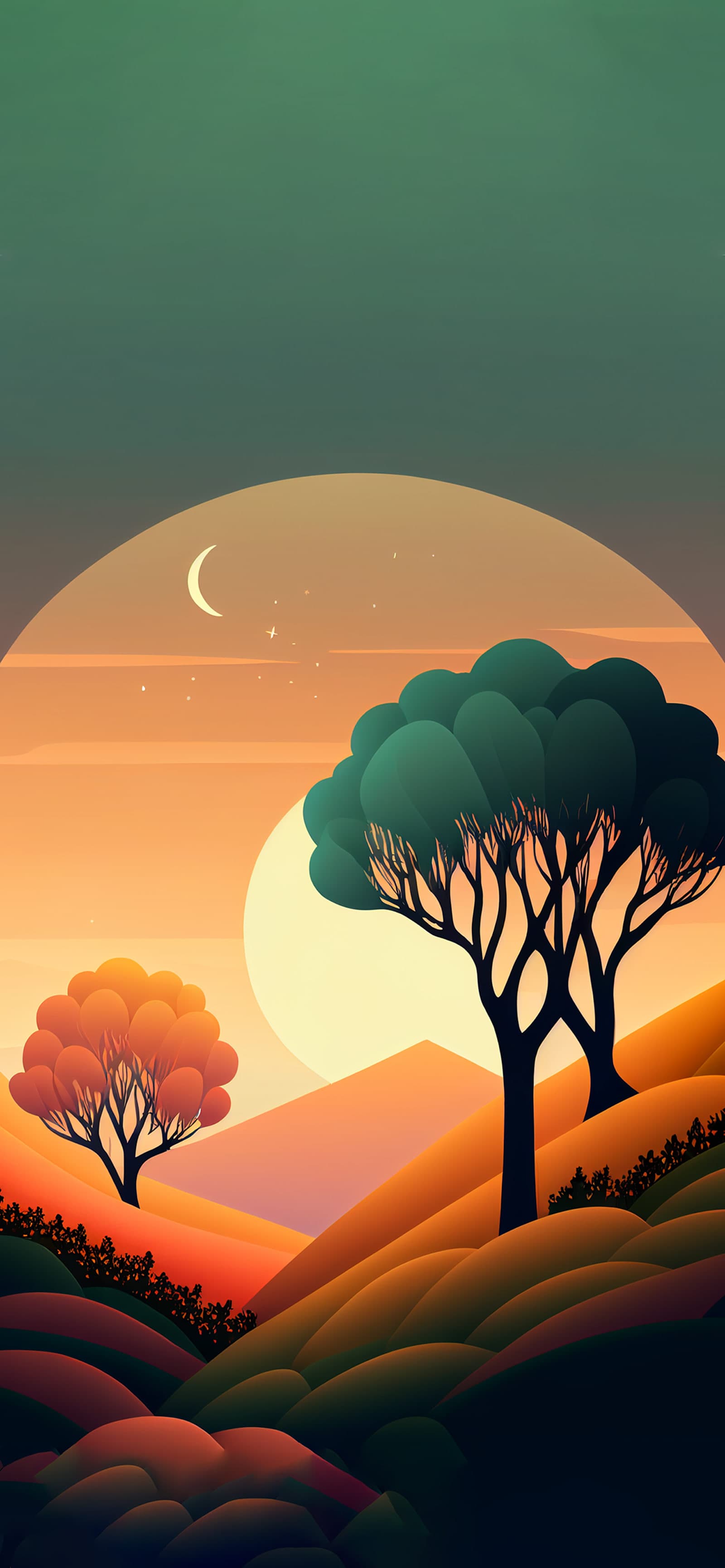 Minimalist Hill Scenery - Pro phone wallpaper