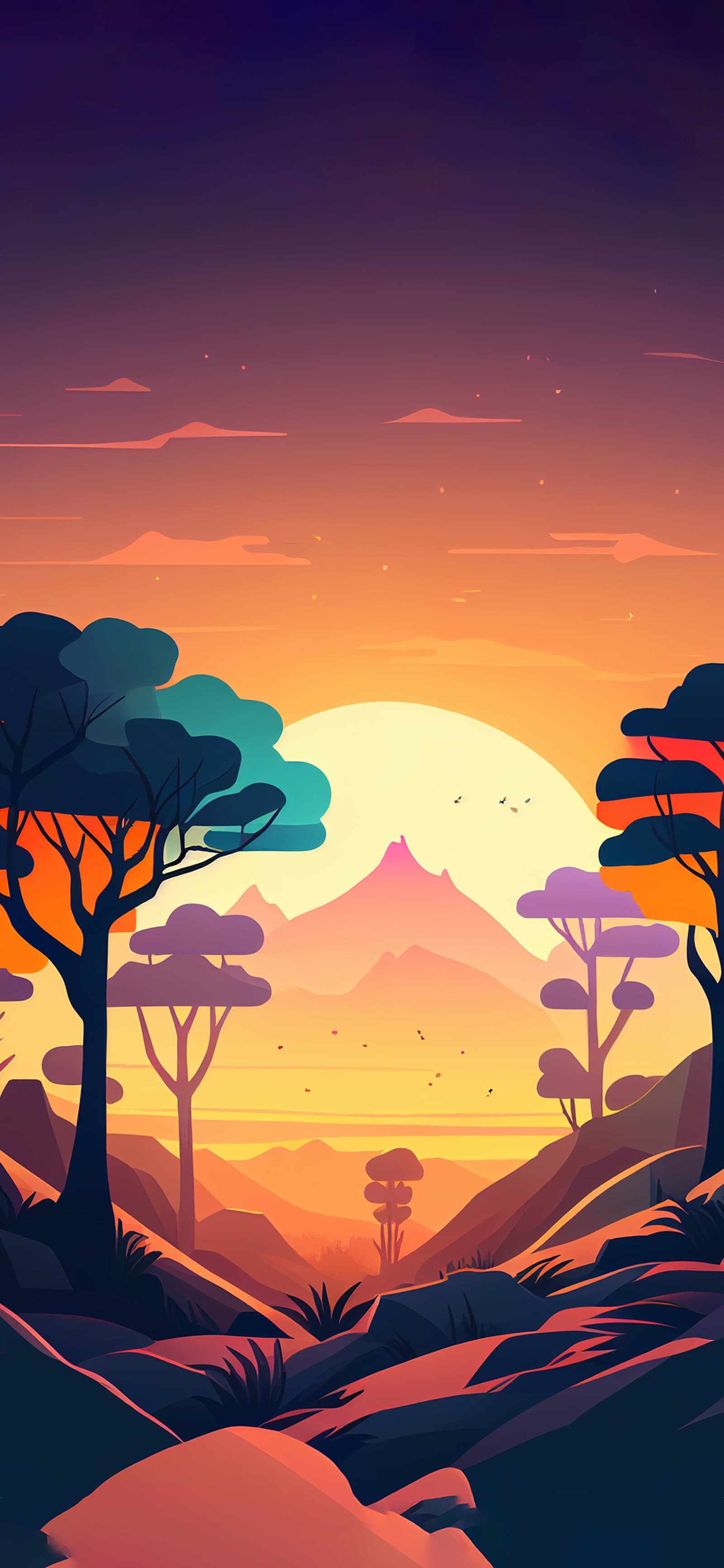 Mountain Sunset Trees - Pro phone wallpaper
