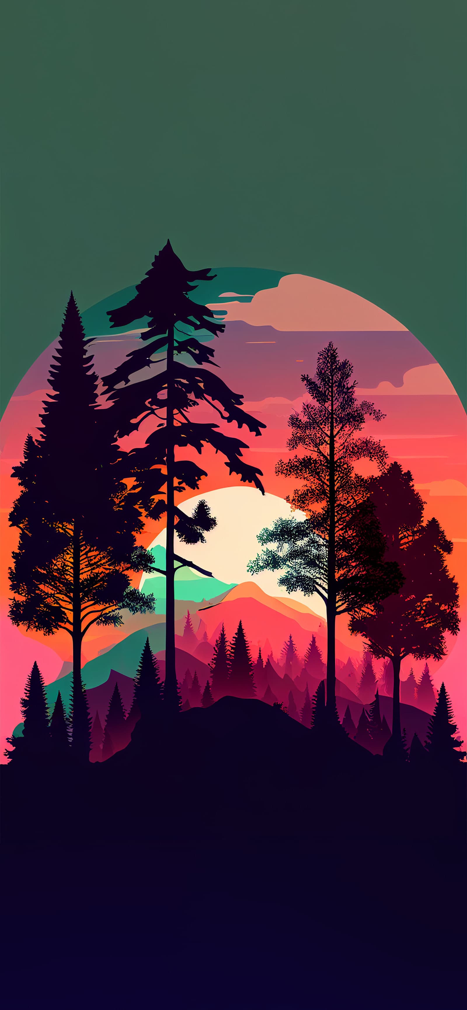Sunset Forest Silhouette - Pro phone wallpaper