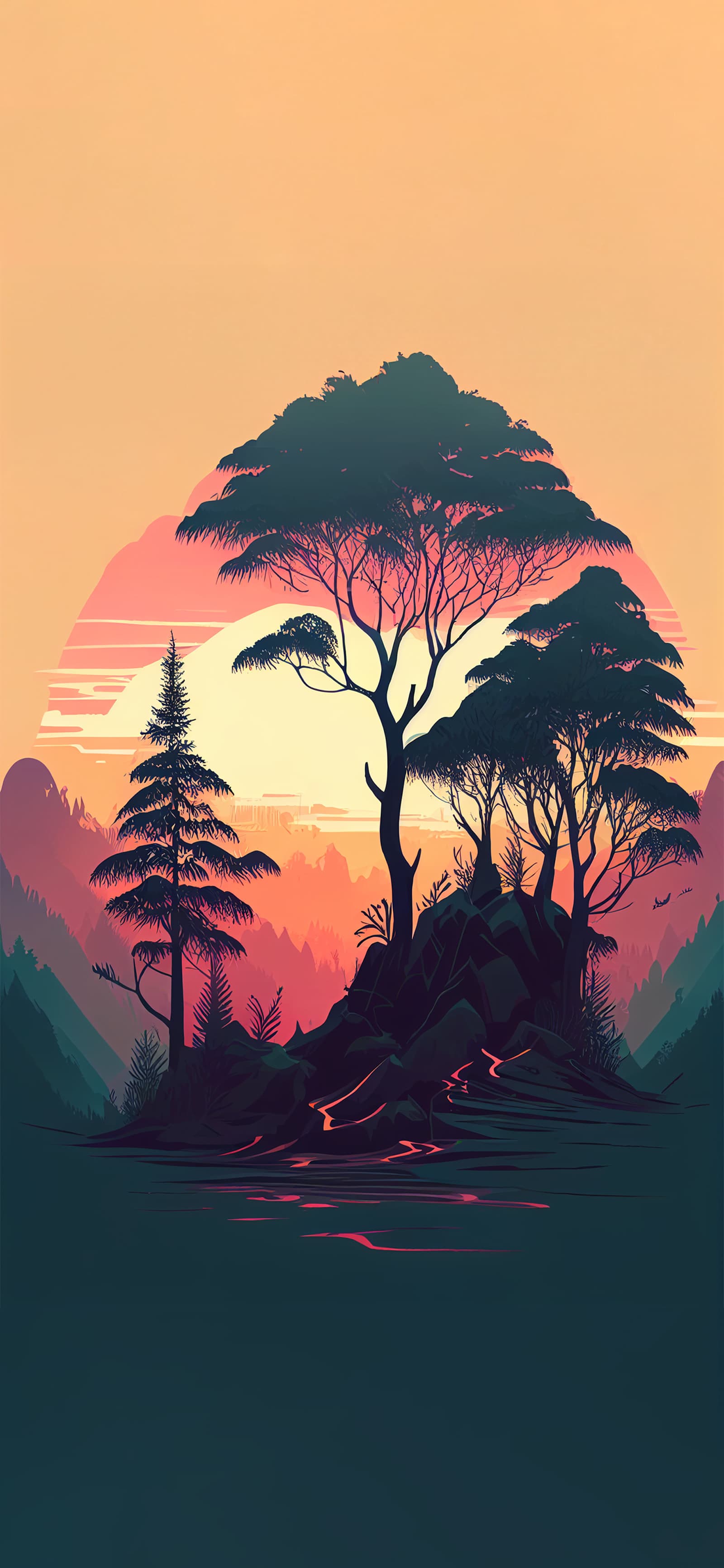Tranquil Island Silhouette - Pro phone wallpaper