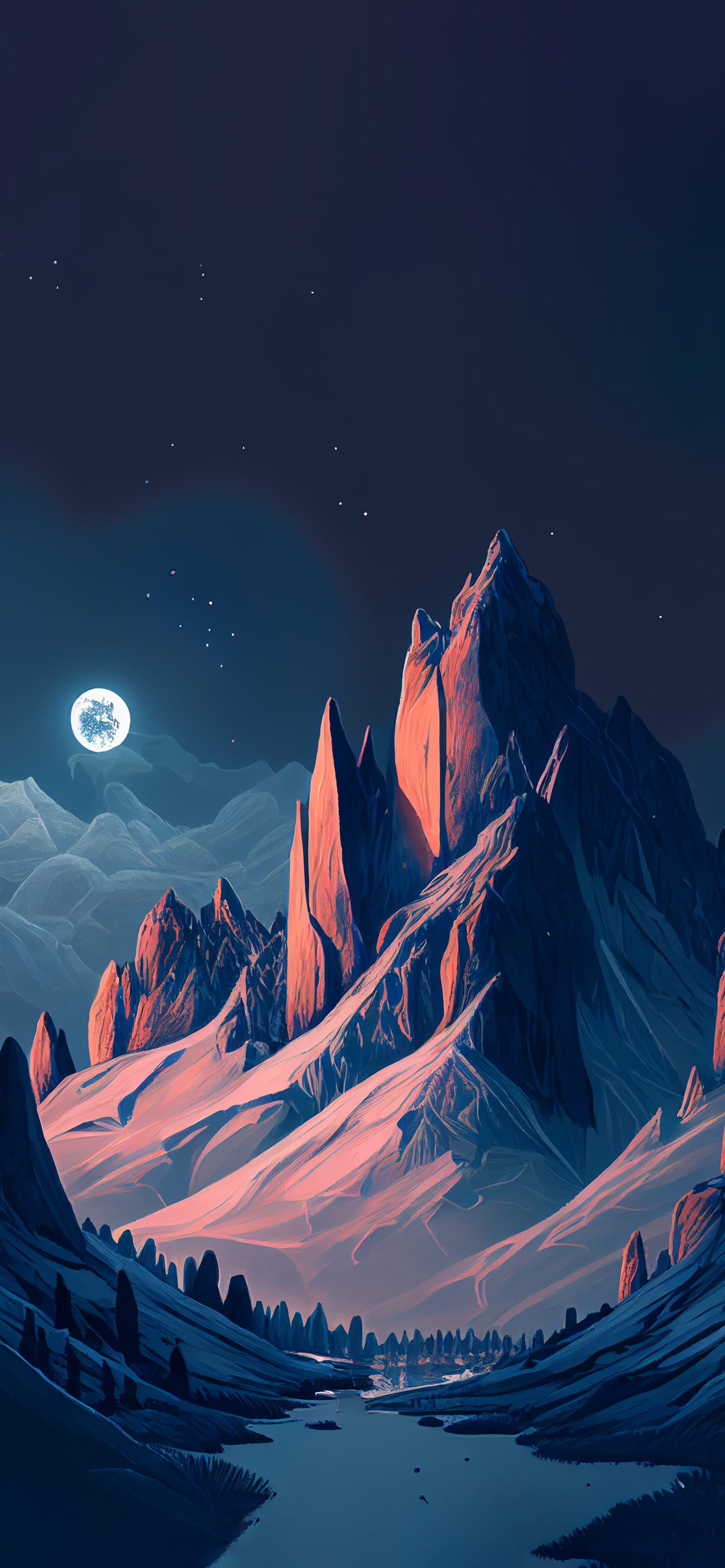Moonlit Peaks - Pro phone wallpaper