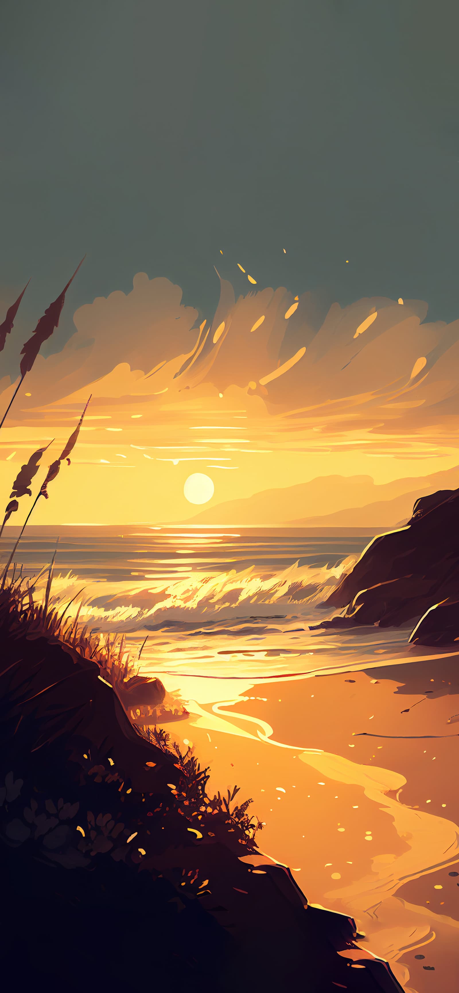 Golden Coast Sunset - Pro phone wallpaper