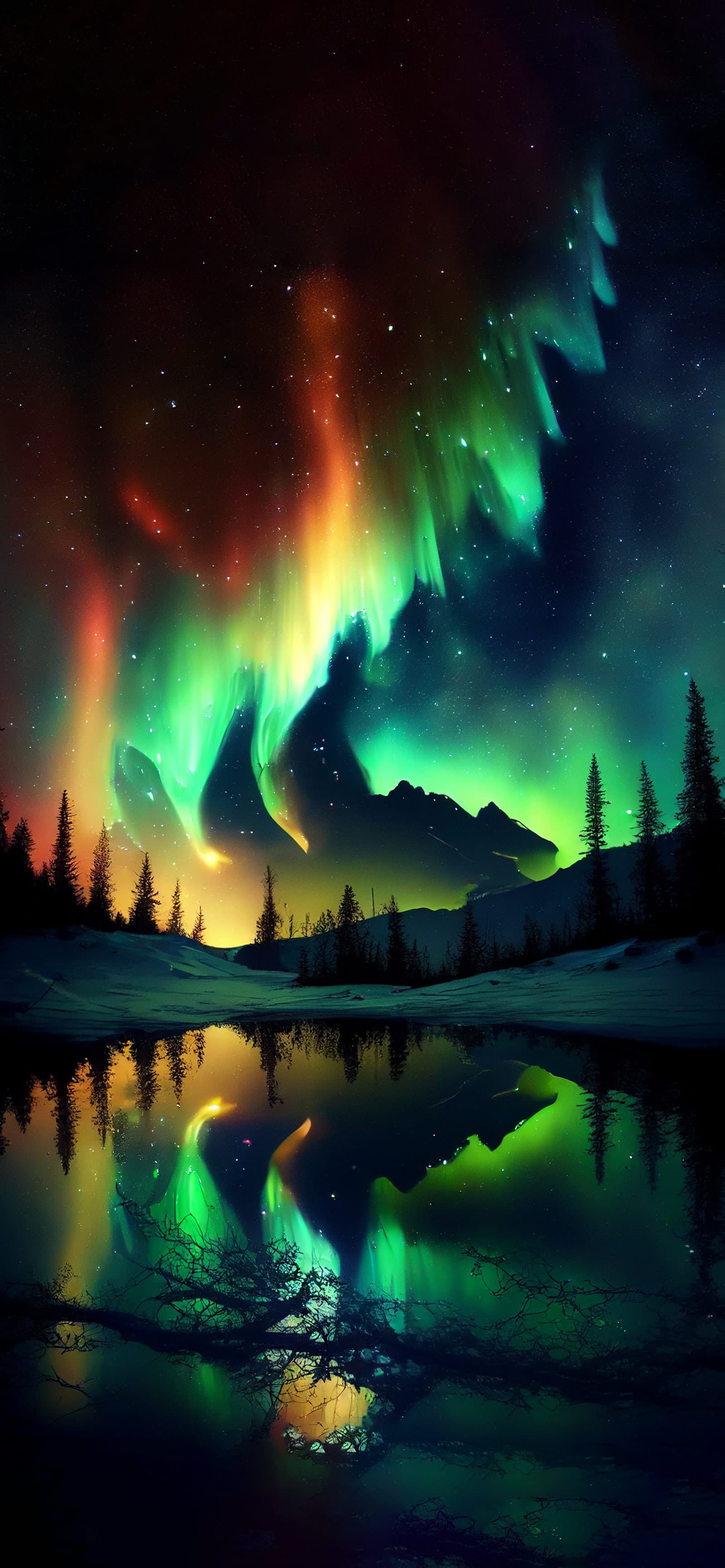 Emerald Lake Lights - Pro phone wallpaper