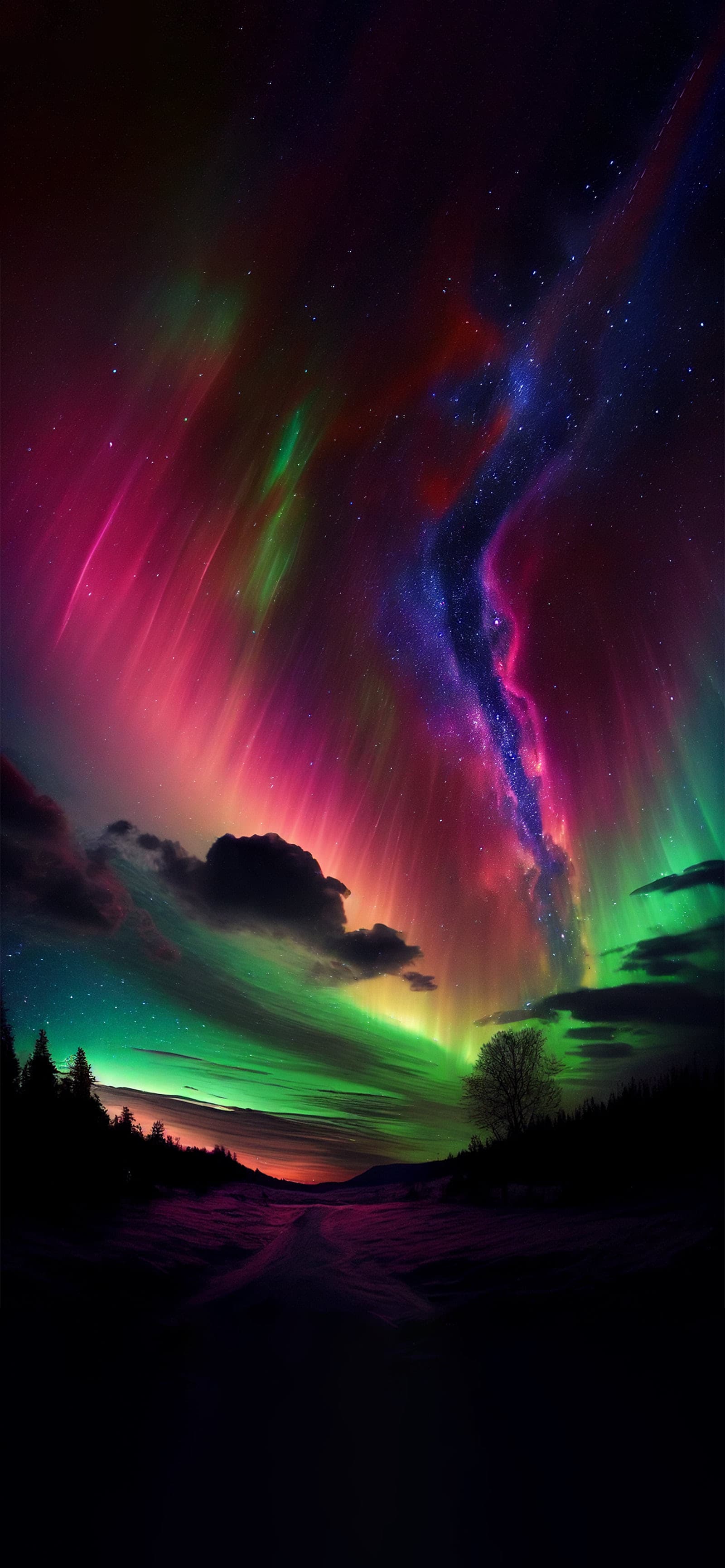Cosmic Aurora Night - Pro phone wallpaper
