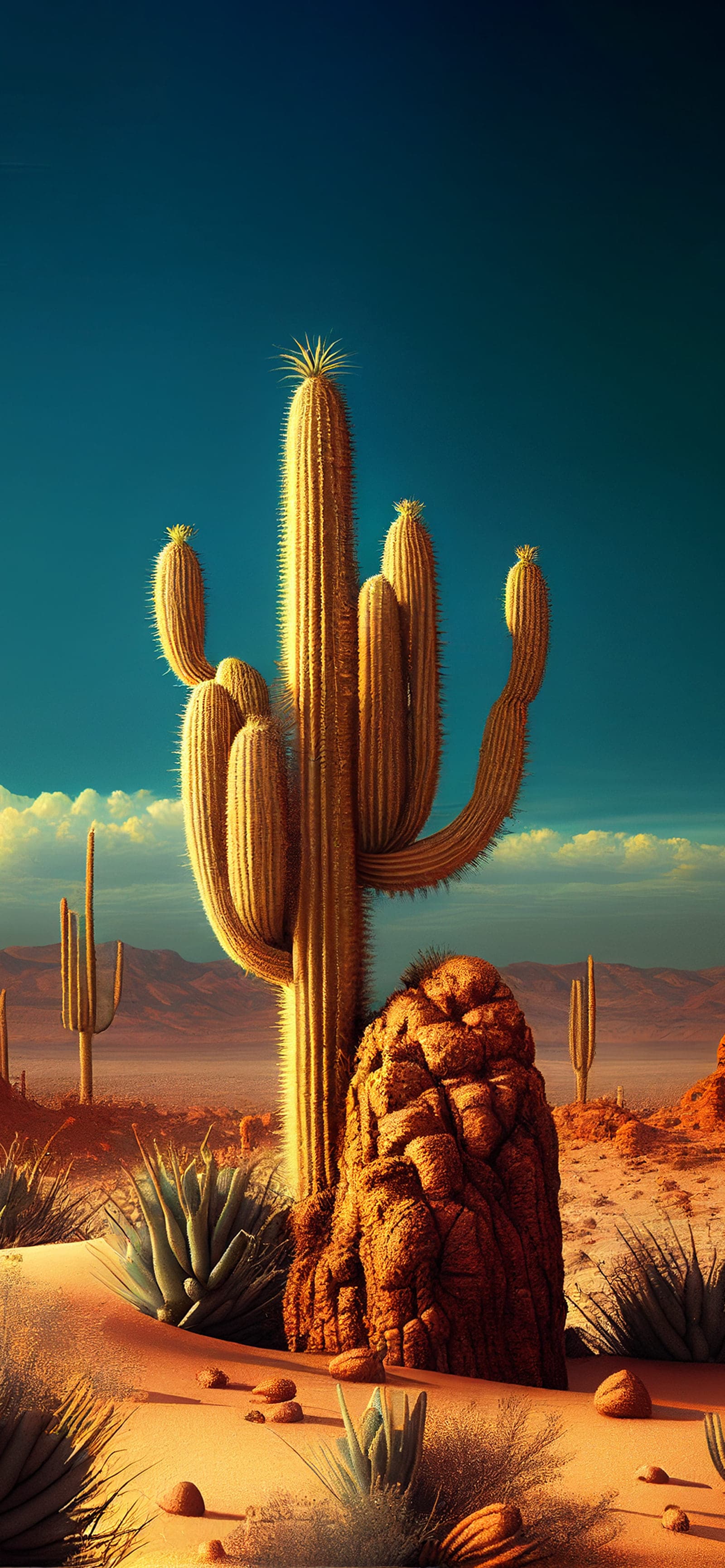 Desert Cactus Vista - Pro phone wallpaper