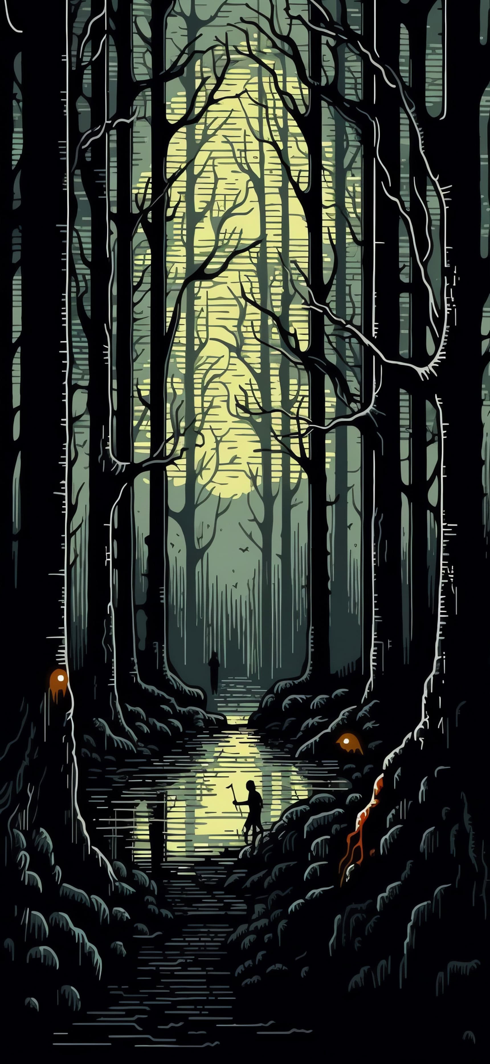 Eerie Forest Path - Pro phone wallpaper