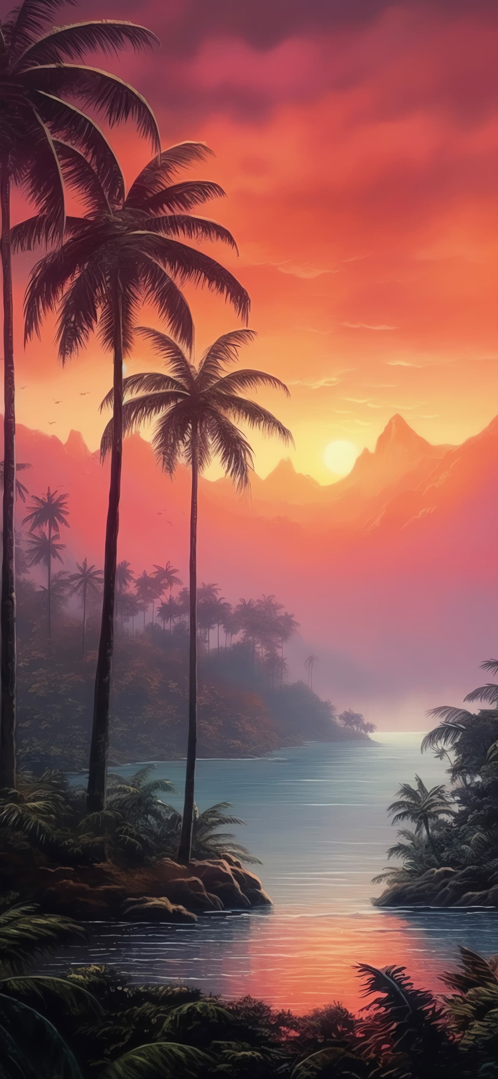 Tropical Palm Sunset - Pro phone wallpaper
