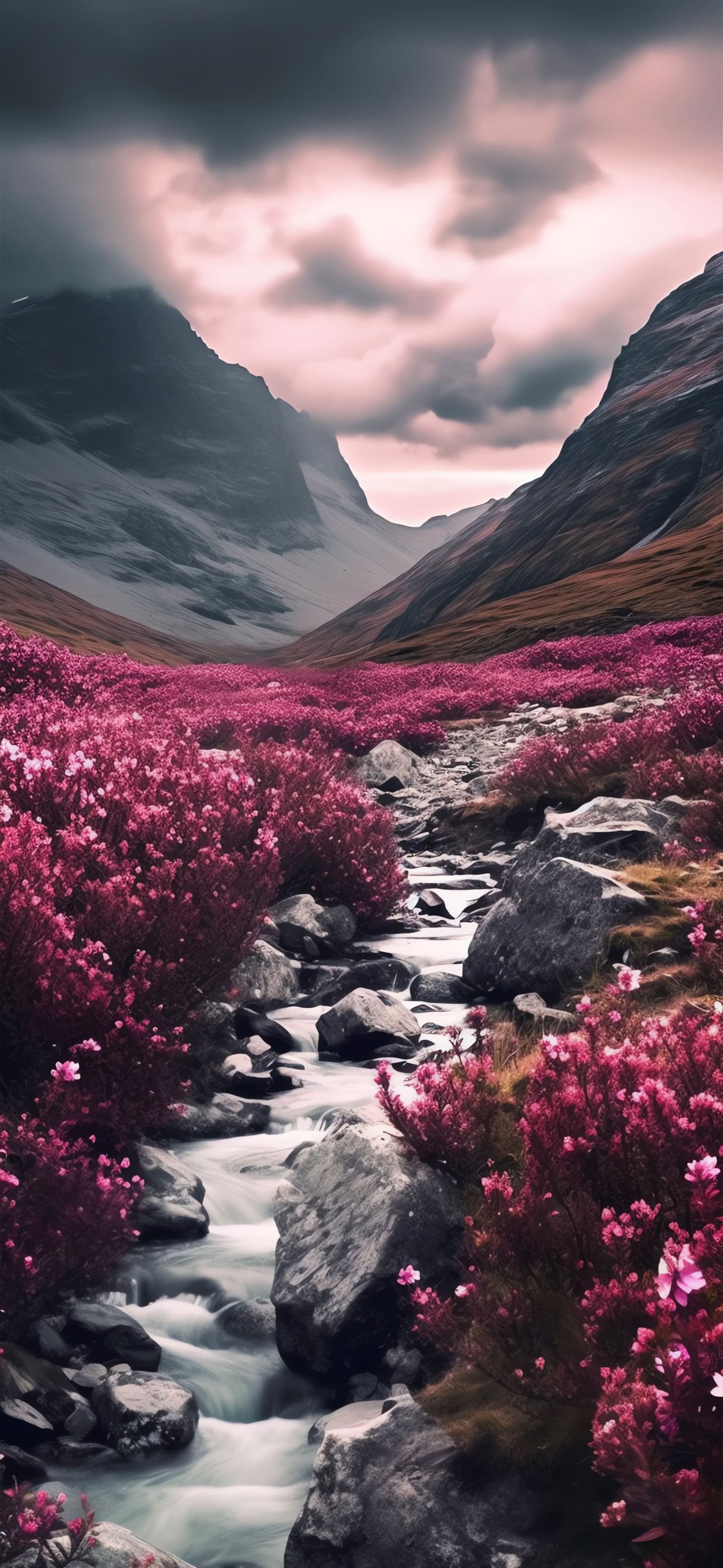 Floral Mountain Stream - Pro phone wallpaper