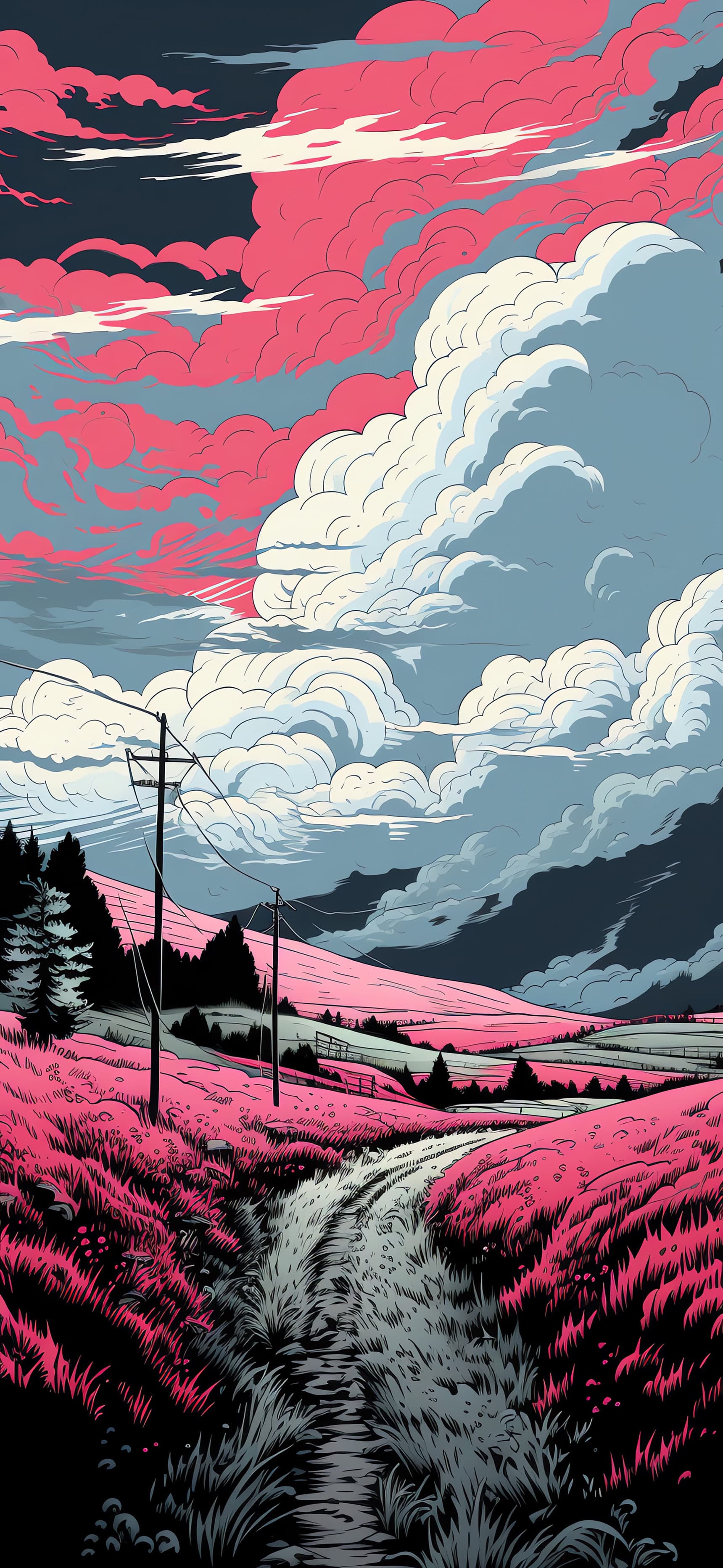 Pink Countryside Road - Pro phone wallpaper