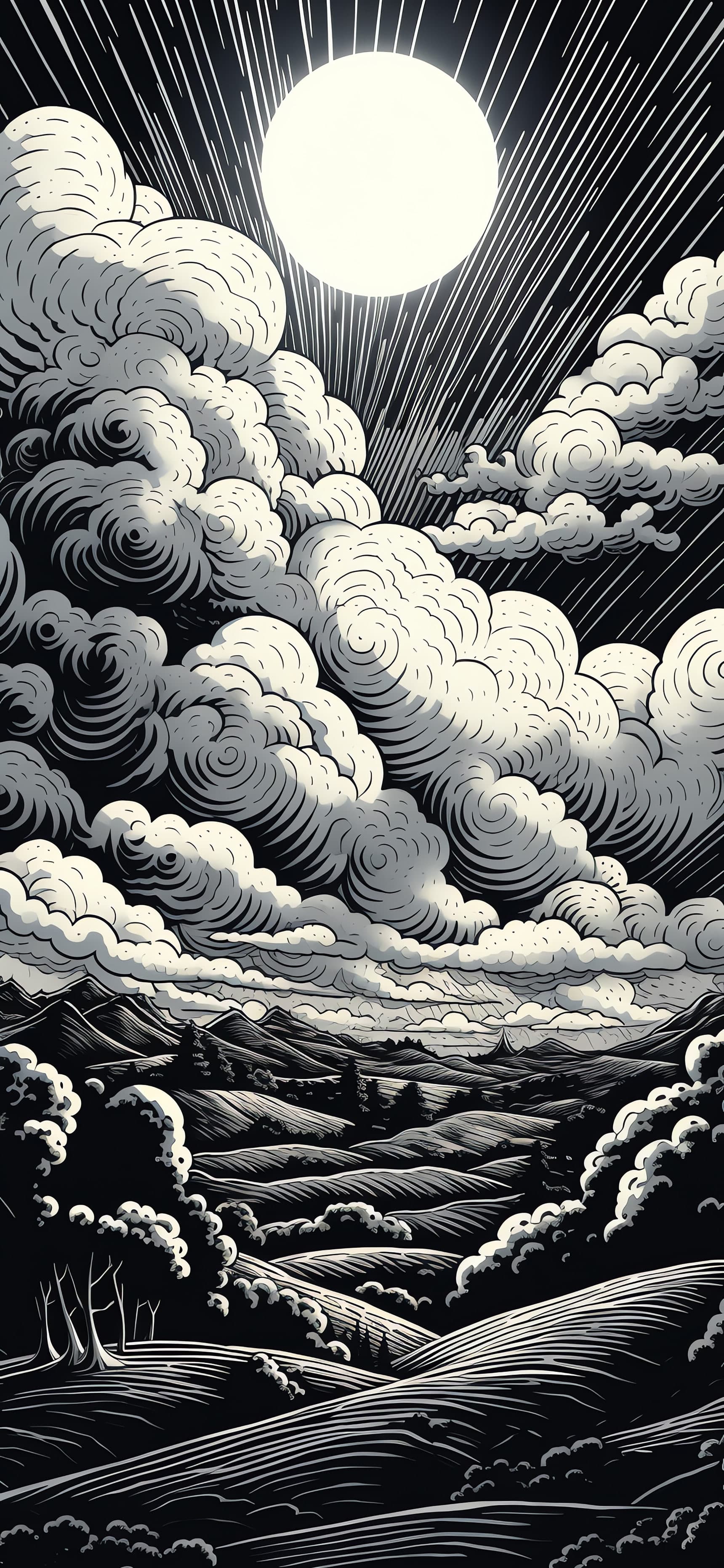 Monochrome Cloudscape - Pro phone wallpaper