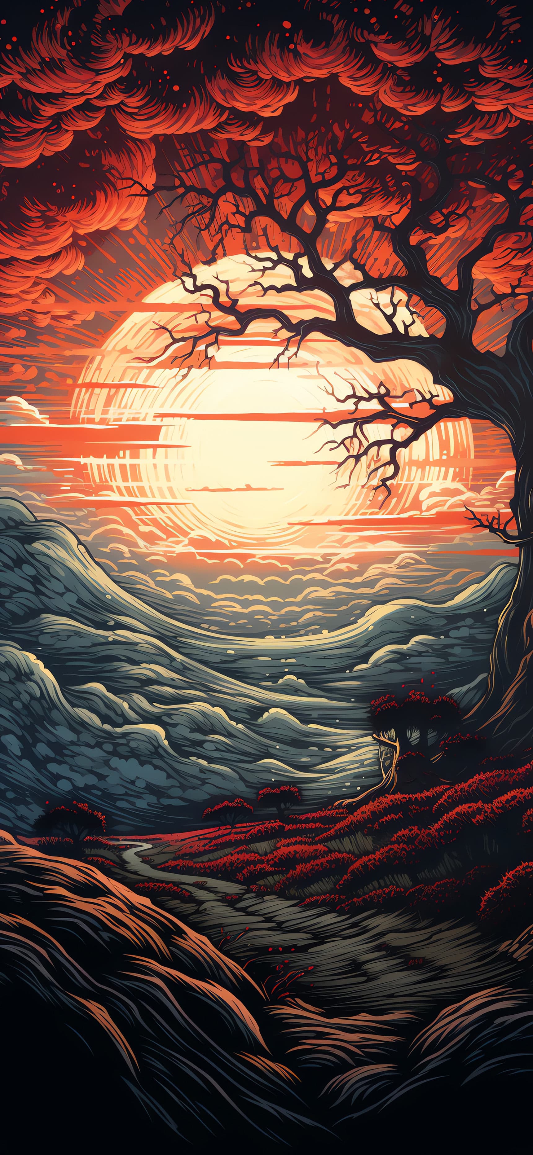 Crimson Sunrise - Pro phone wallpaper