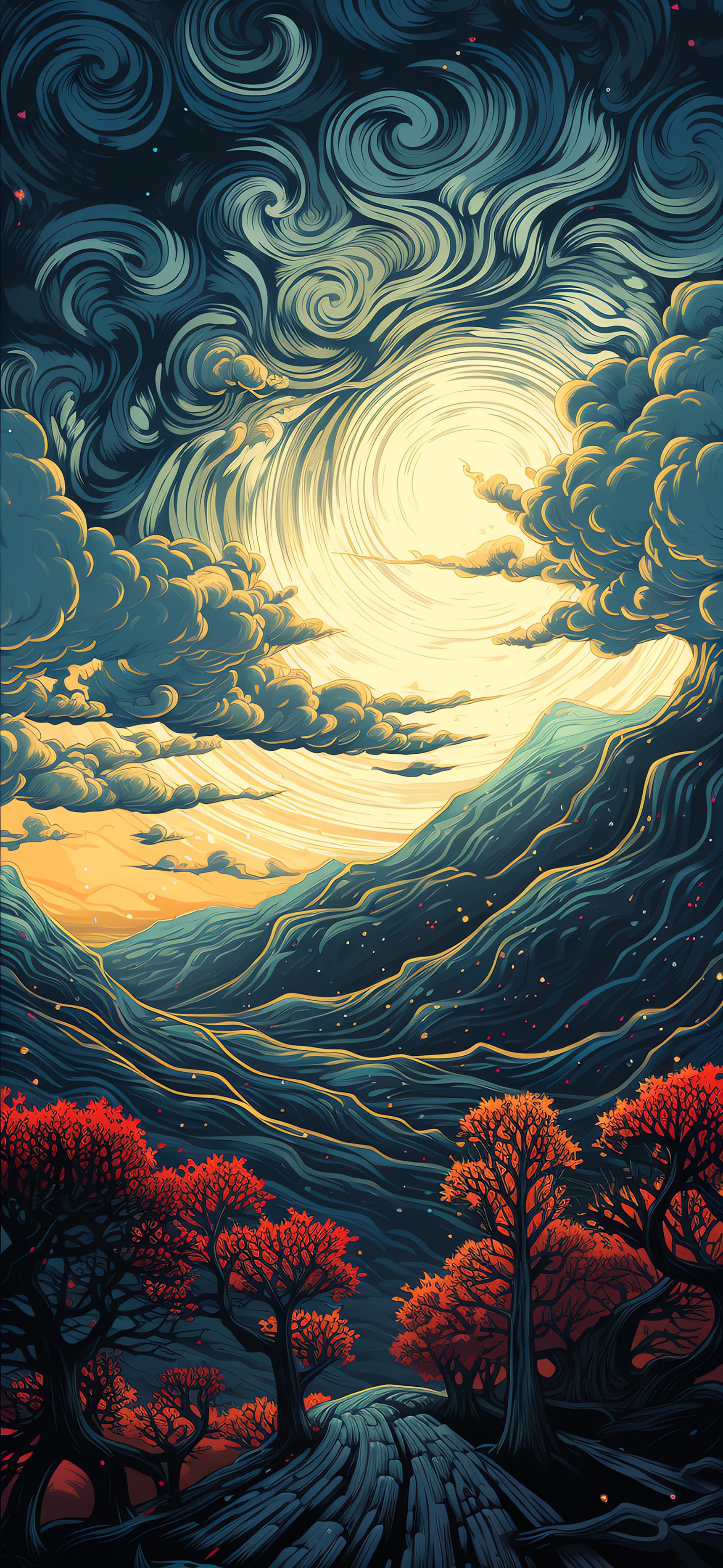 Swirling Autumn Vista - Pro phone wallpaper