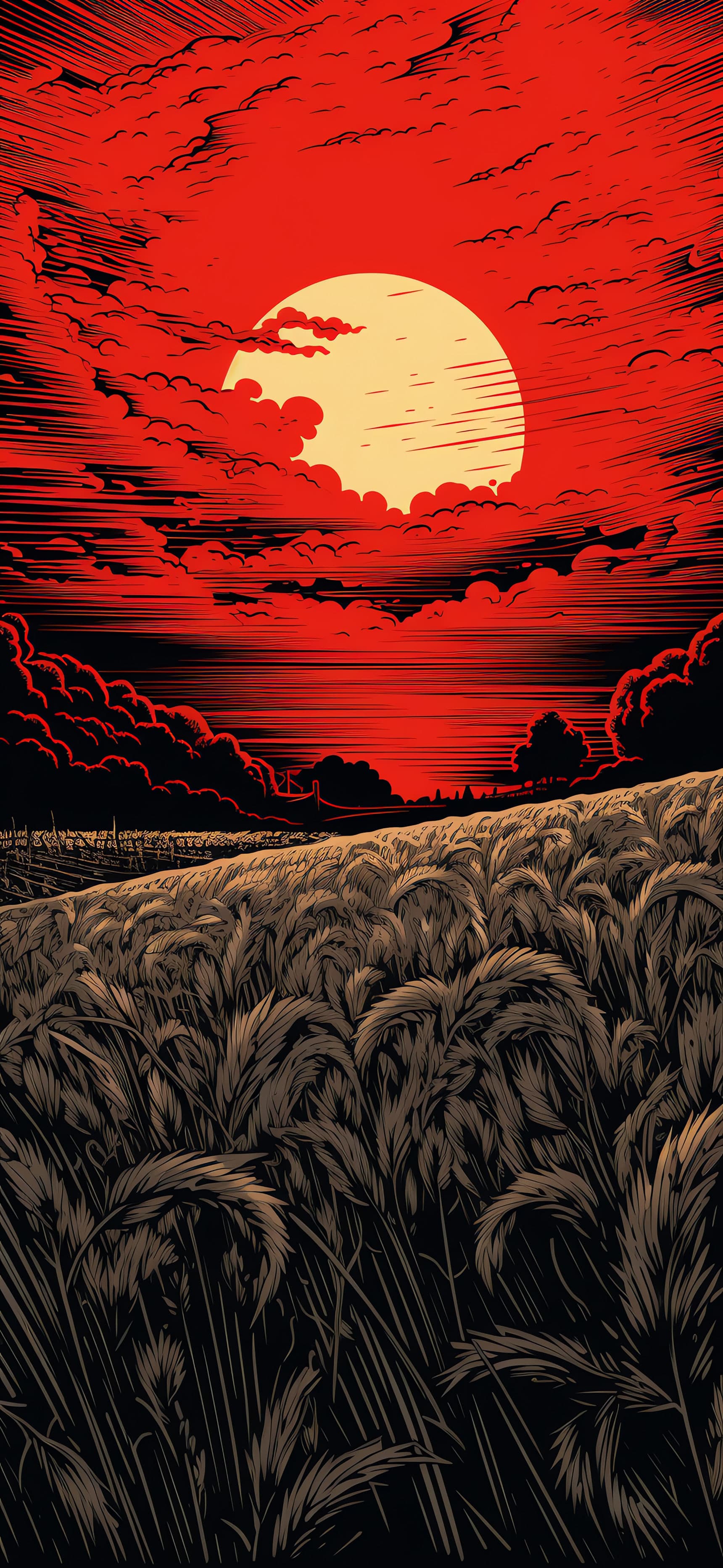 Crimson Harvest Moon - Pro phone wallpaper
