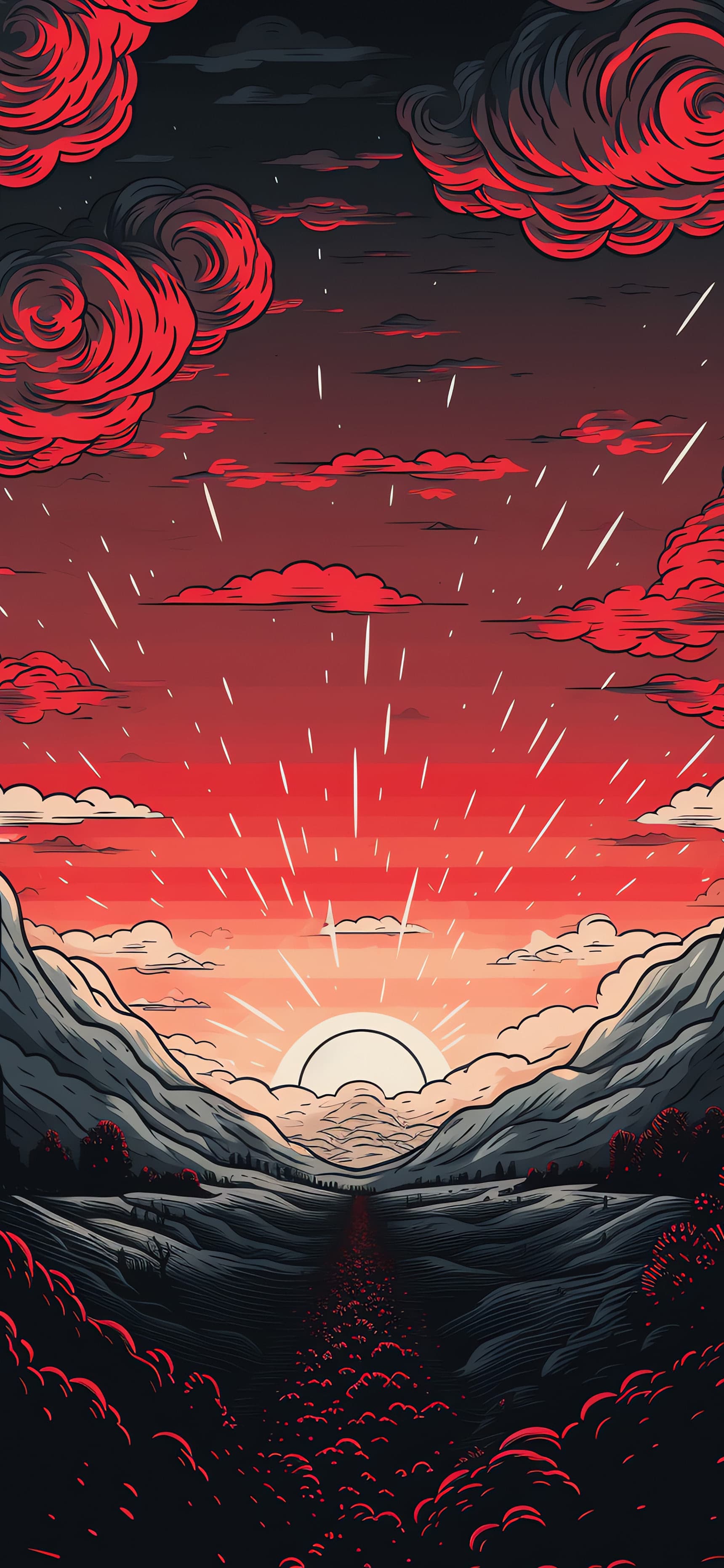 Scarlet Mountain Sunset - Pro phone wallpaper