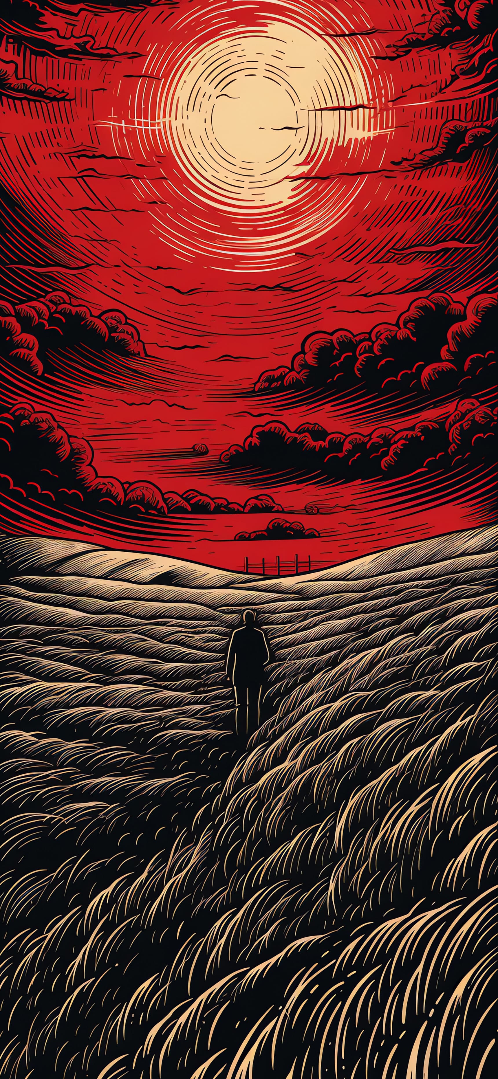 Red Horizon Walker - Pro phone wallpaper