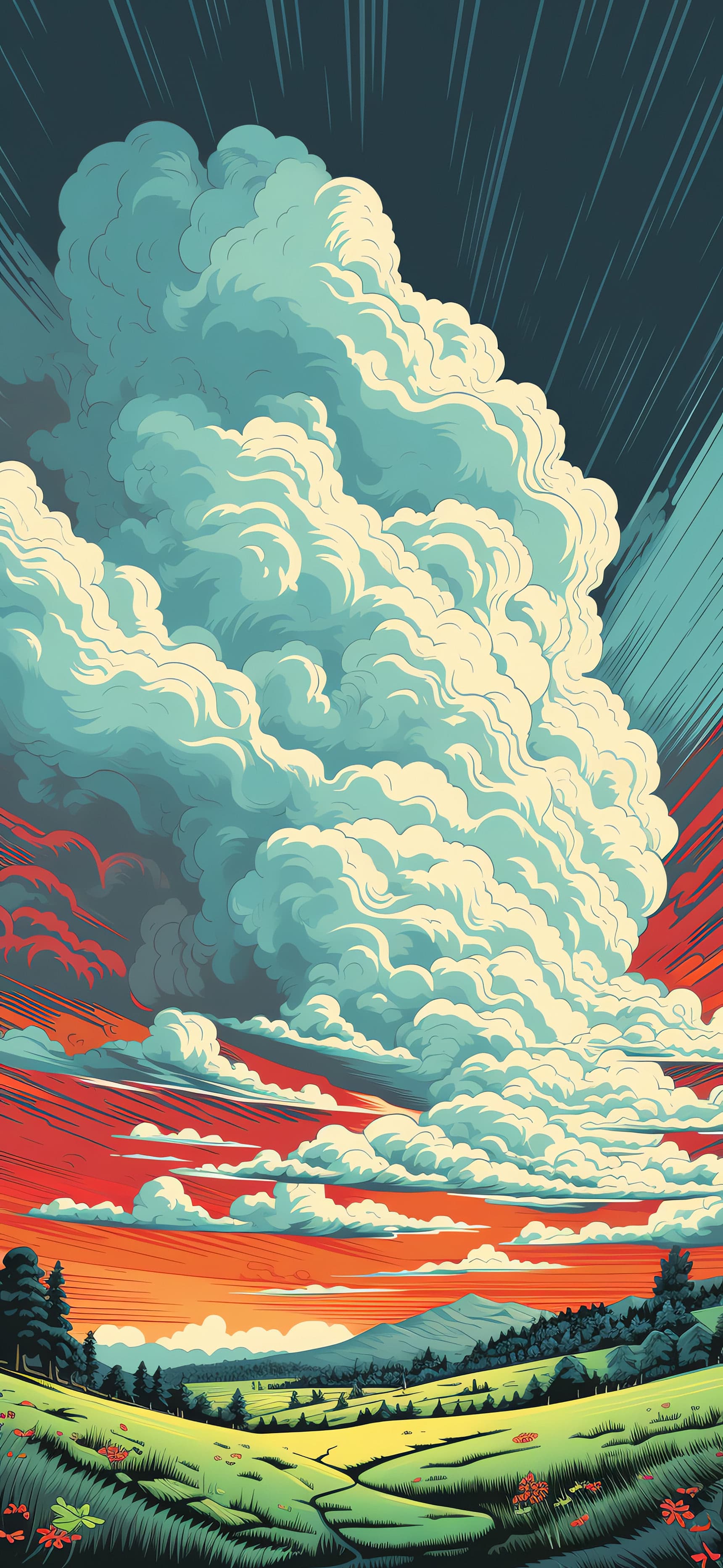 Billowing Cloudscape View - Pro phone wallpaper