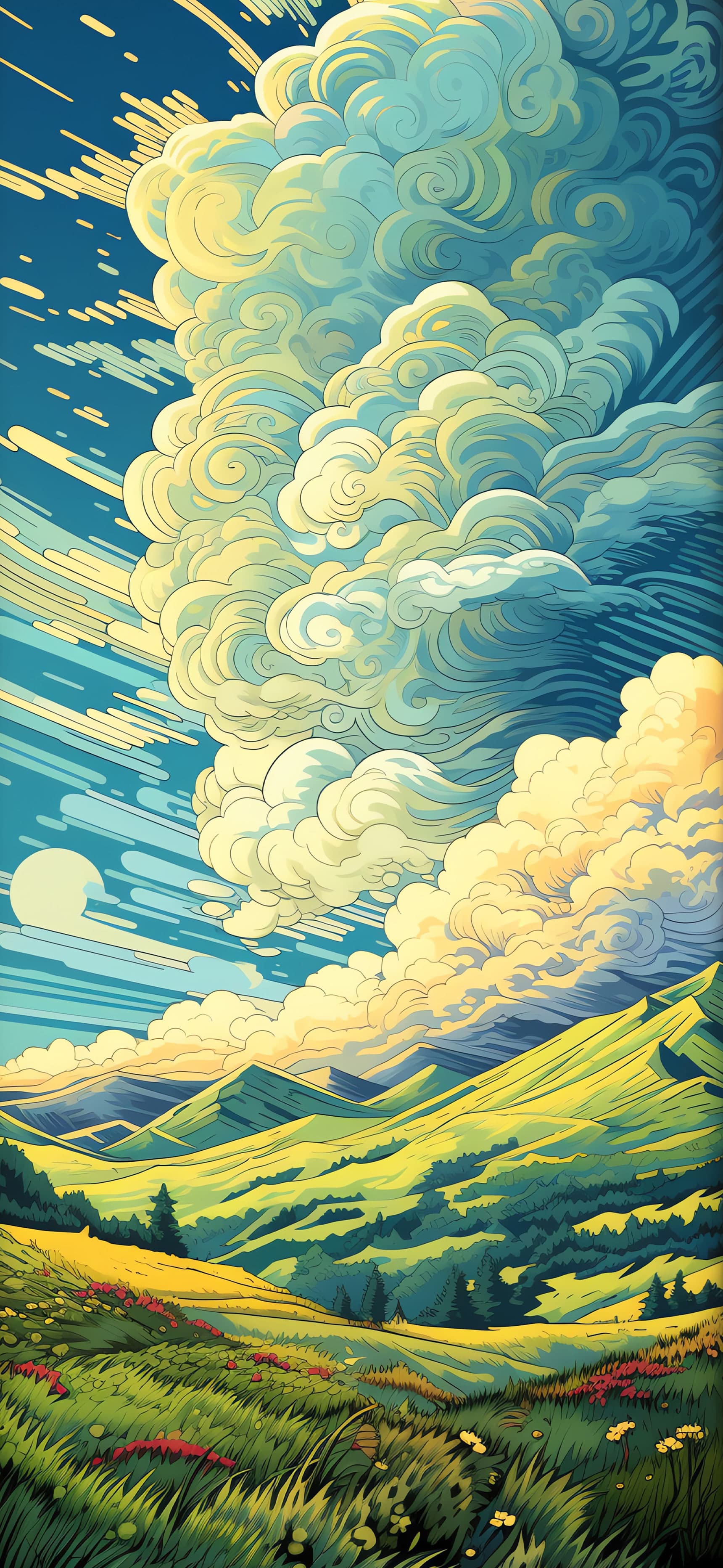 Painted Cloudscape - Pro phone wallpaper
