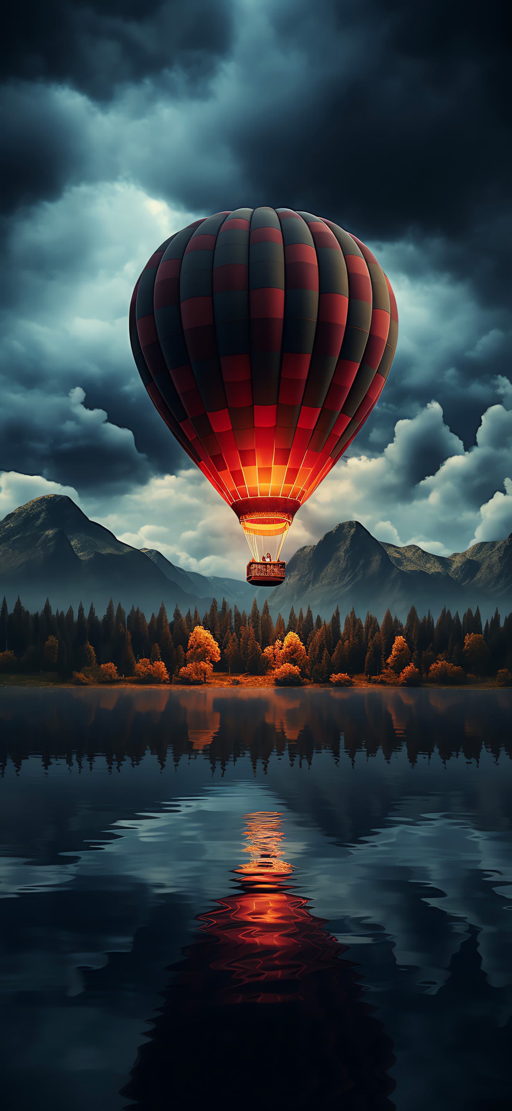 Balloon Lake Reflection - Pro phone wallpaper
