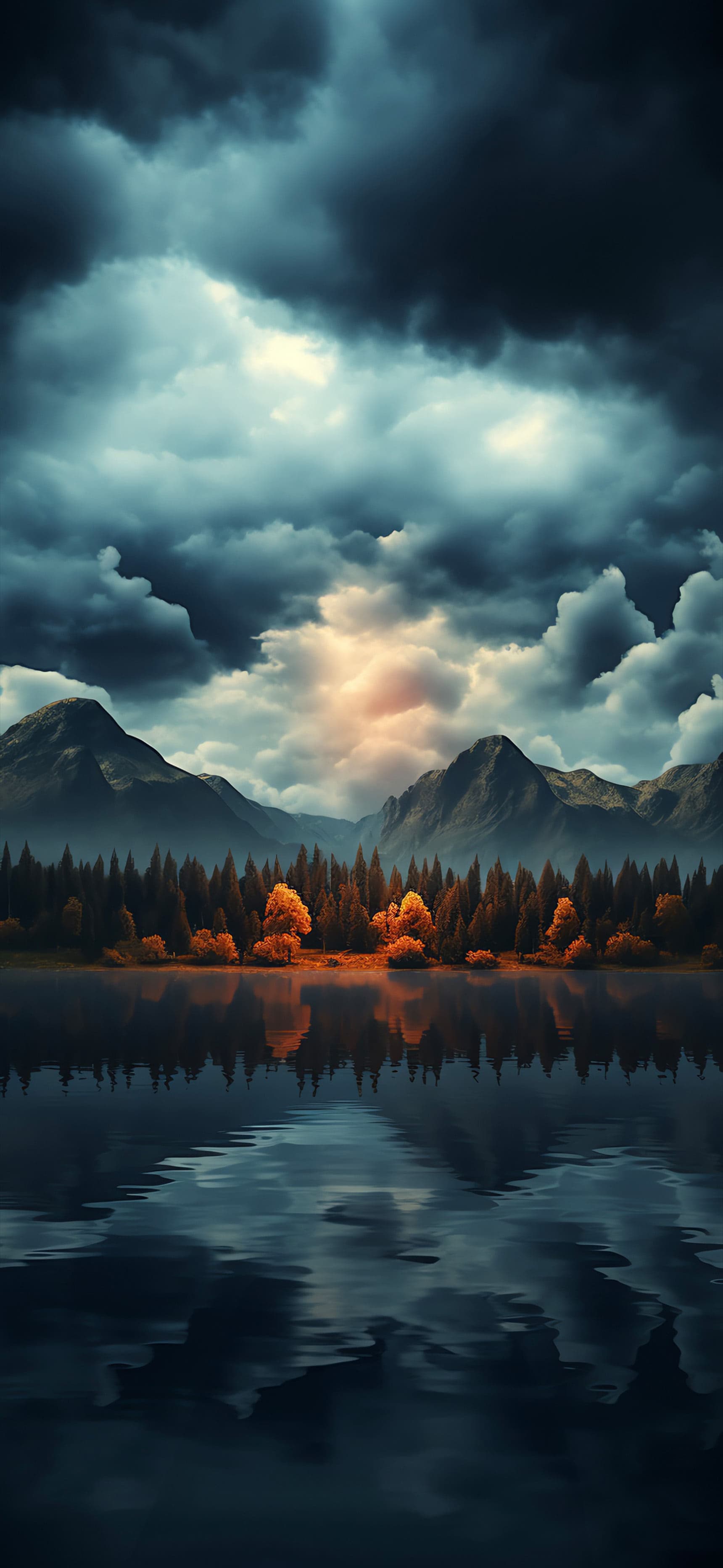Stormy Lake Scenery - Pro phone wallpaper
