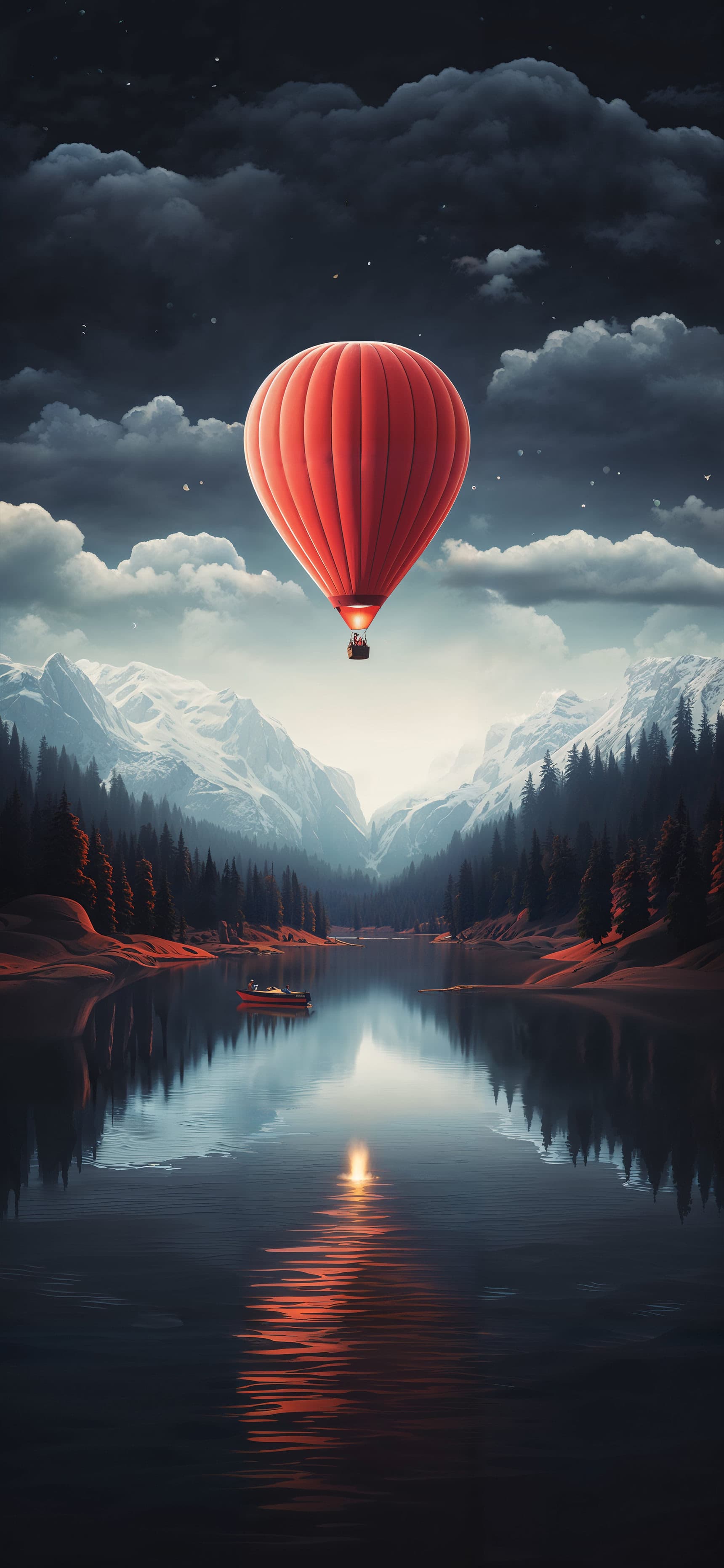 Balloon Over Lake - Pro phone wallpaper