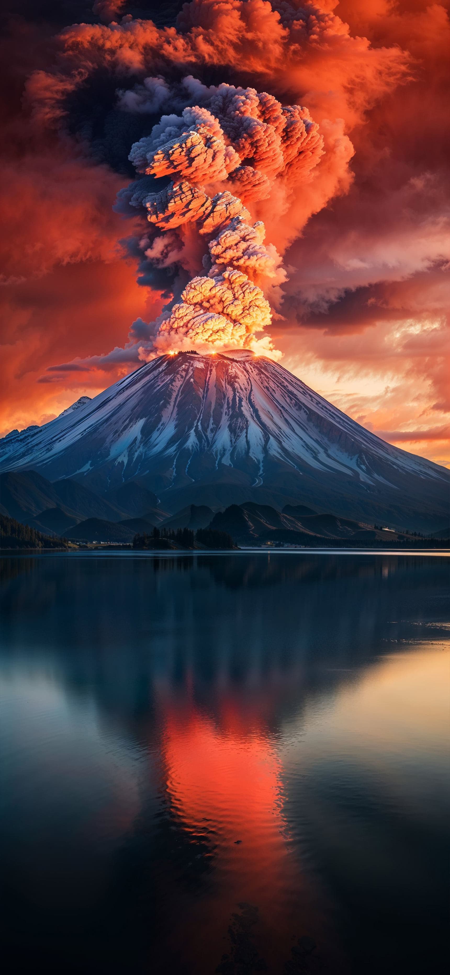 Volcanic Lake Reflection - Pro phone wallpaper