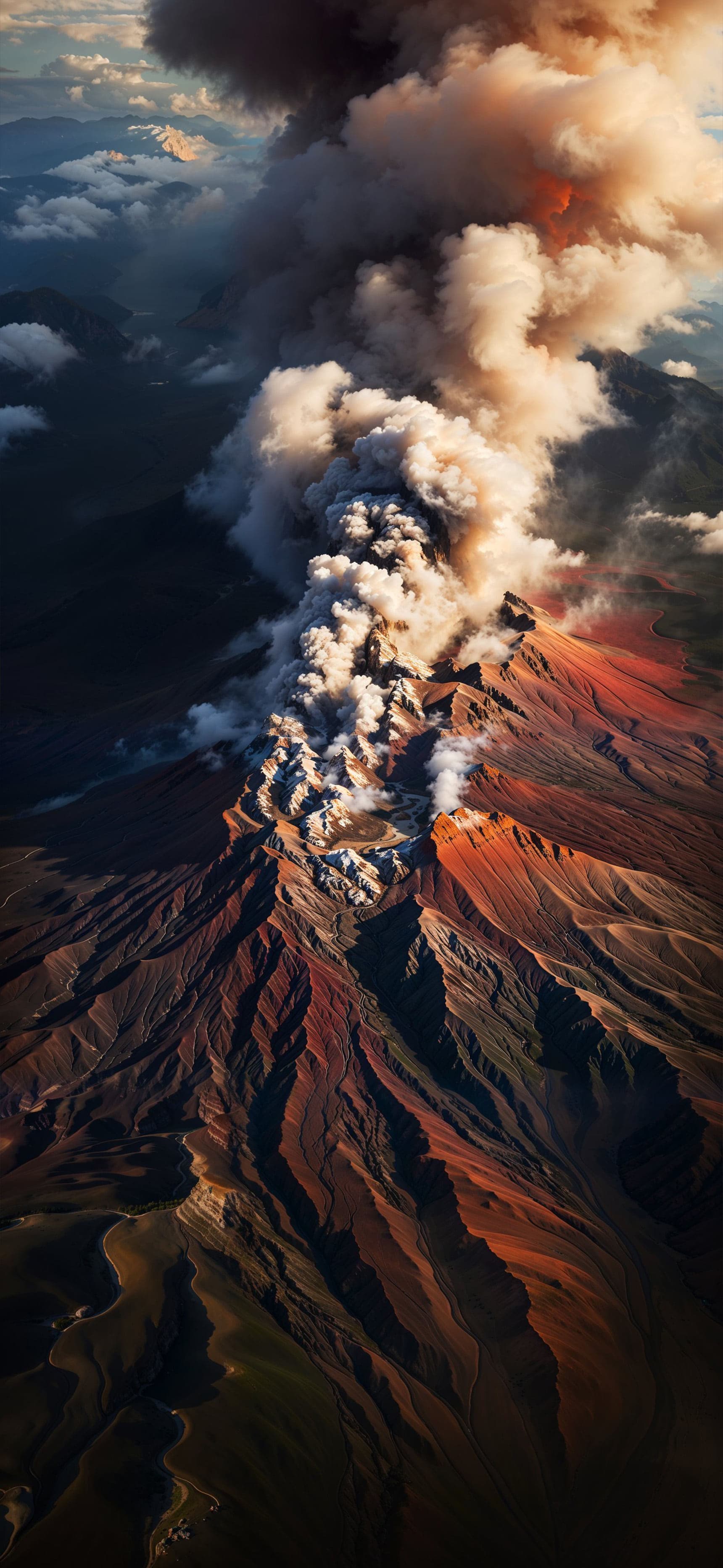 Aerial Volcano View - Pro phone wallpaper