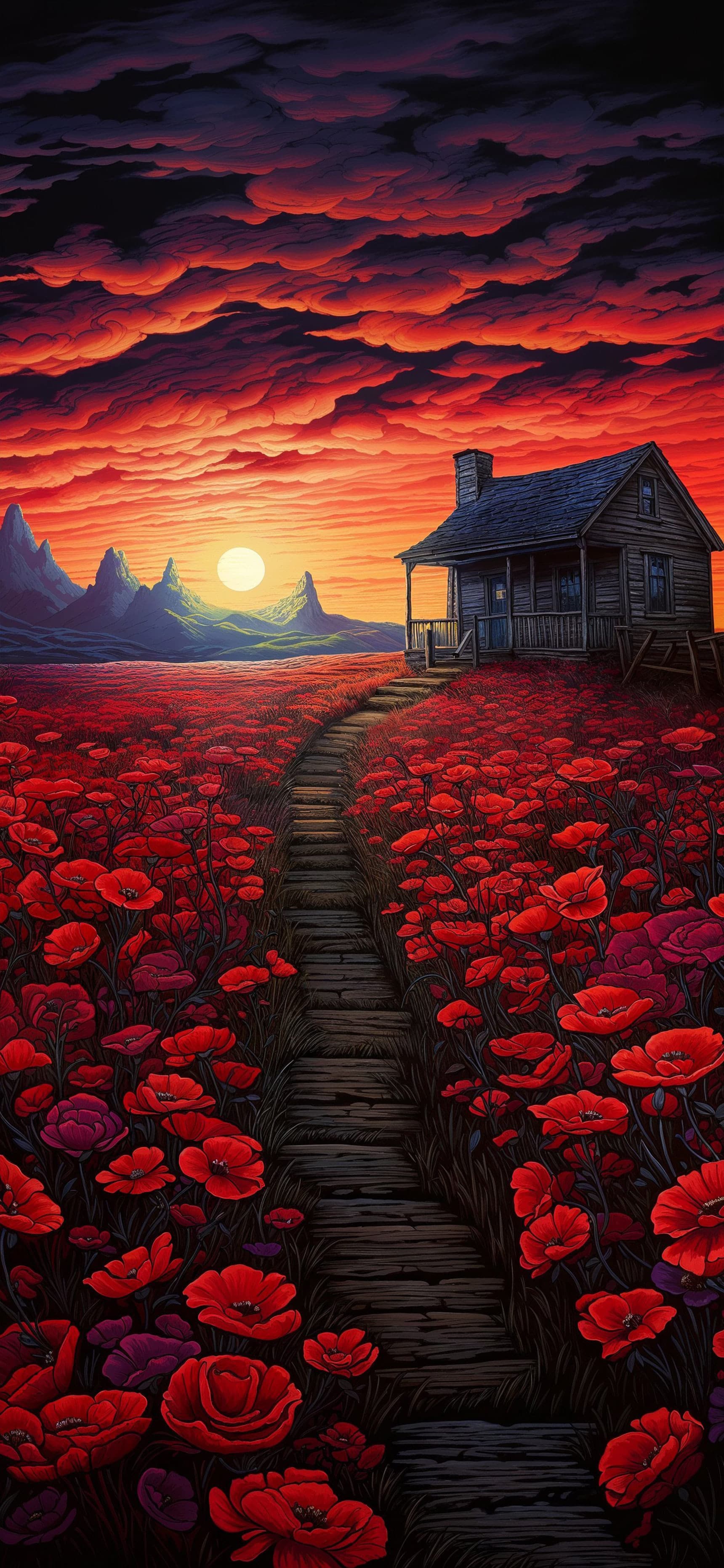 Red Poppy Vista - Pro phone wallpaper
