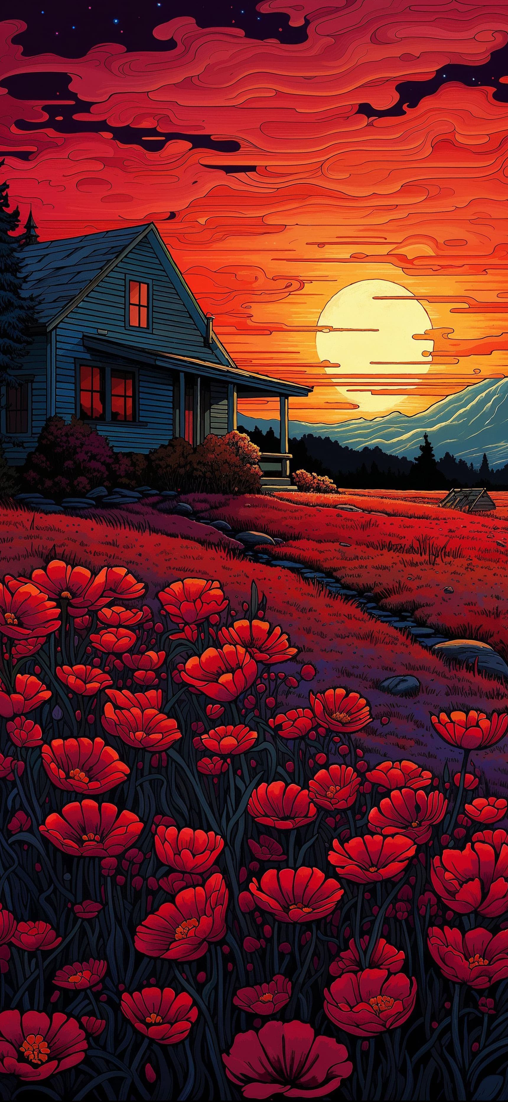 Sunset Poppy Home - Pro phone wallpaper