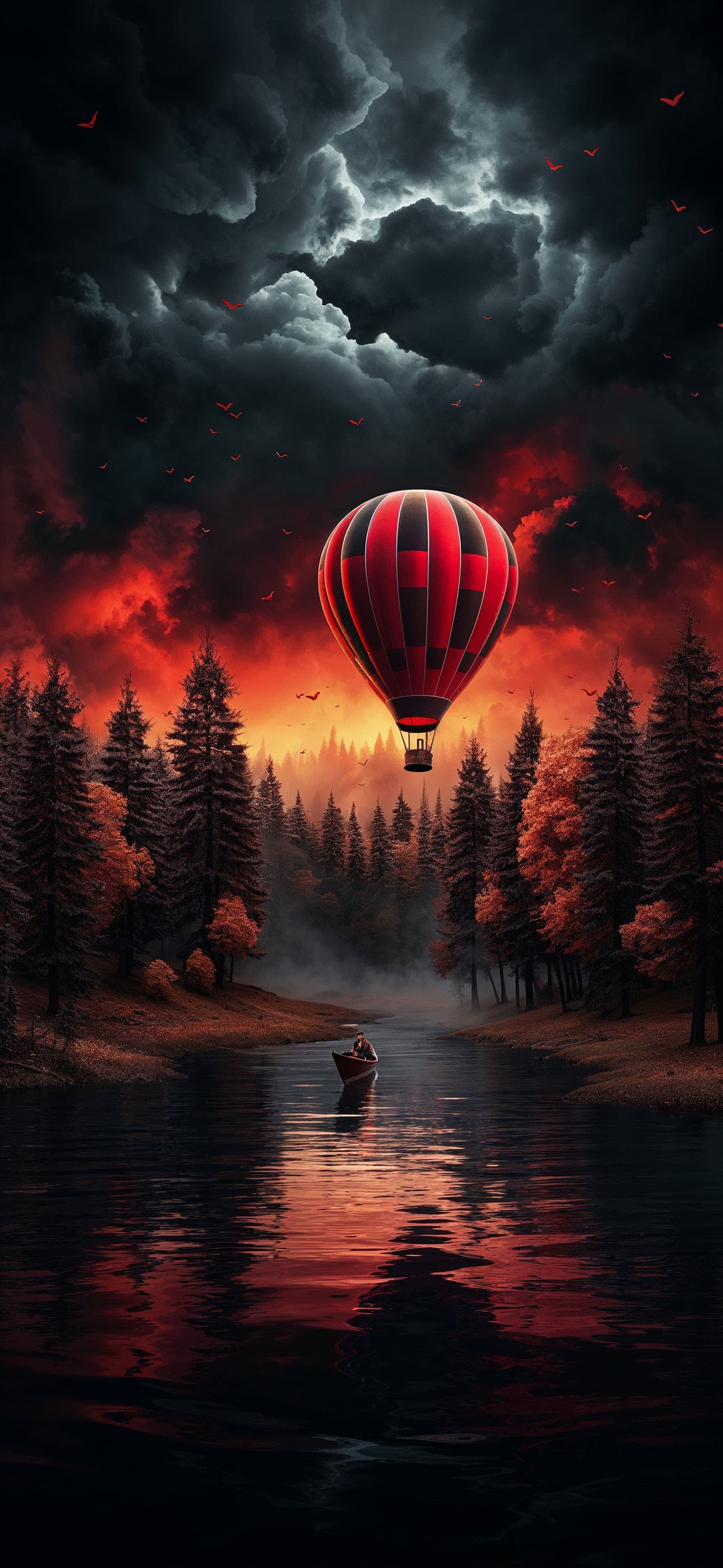 Fiery Balloon Flight - Pro phone wallpaper