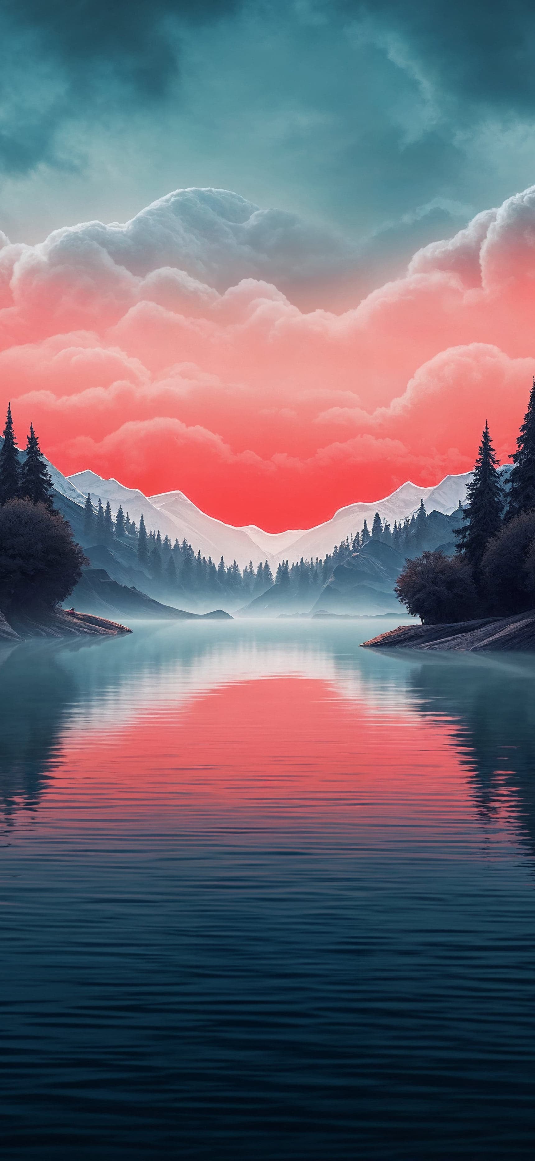 Crimson Lake Serenity - Pro phone wallpaper
