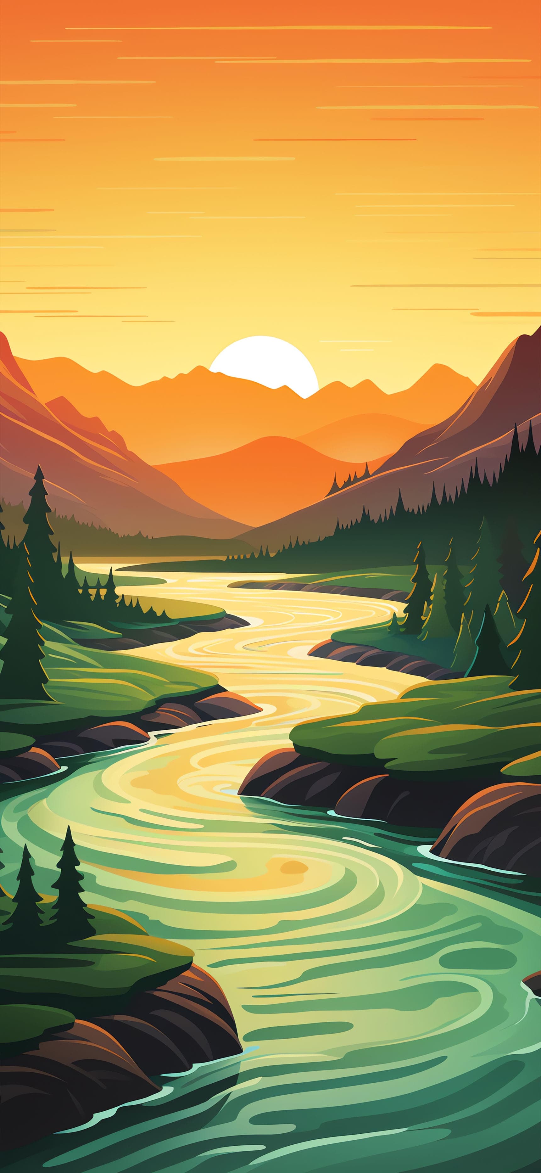 Serene River Bend - Pro phone wallpaper