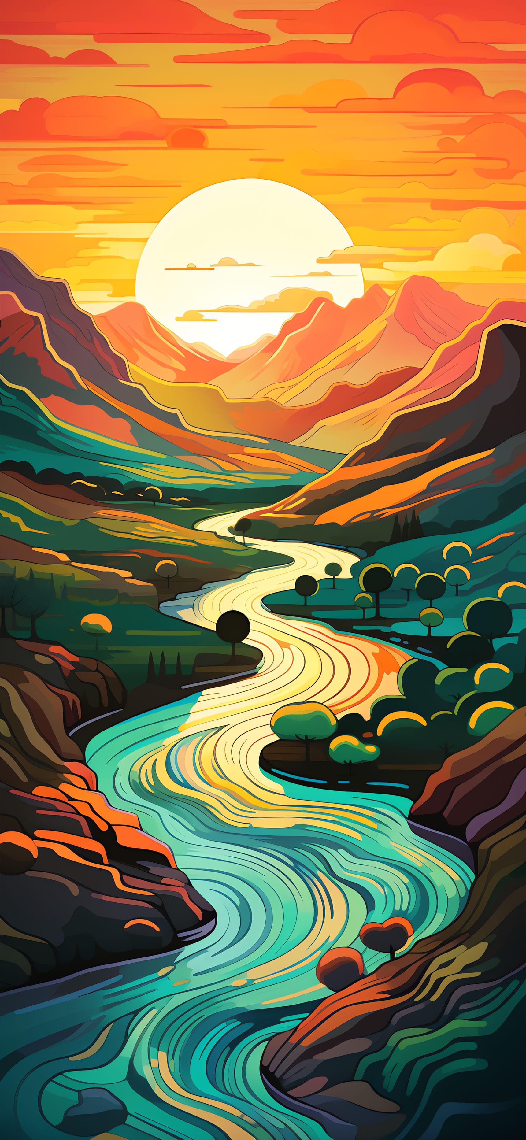 Vivid River Valley - Pro phone wallpaper