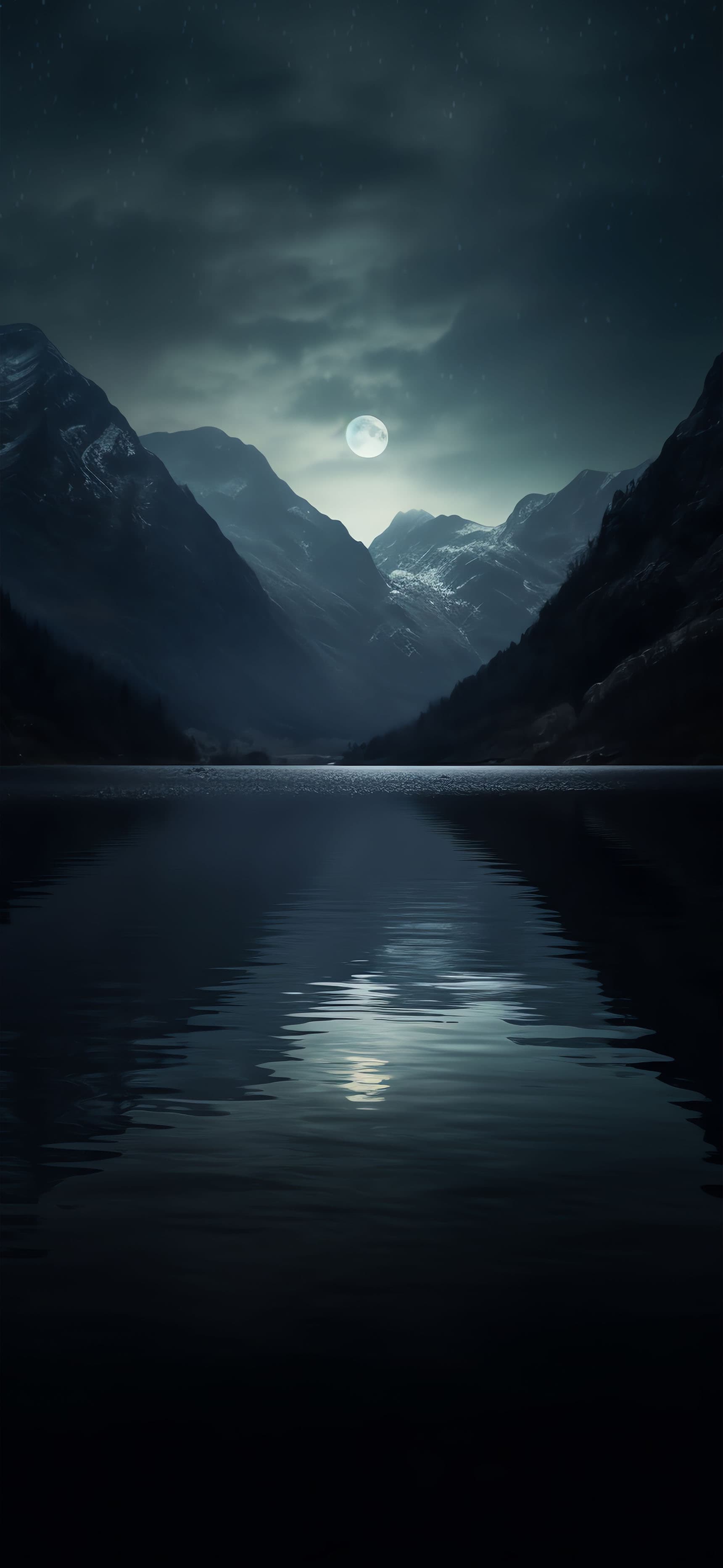 Moonlit Mountain Lake - Pro phone wallpaper