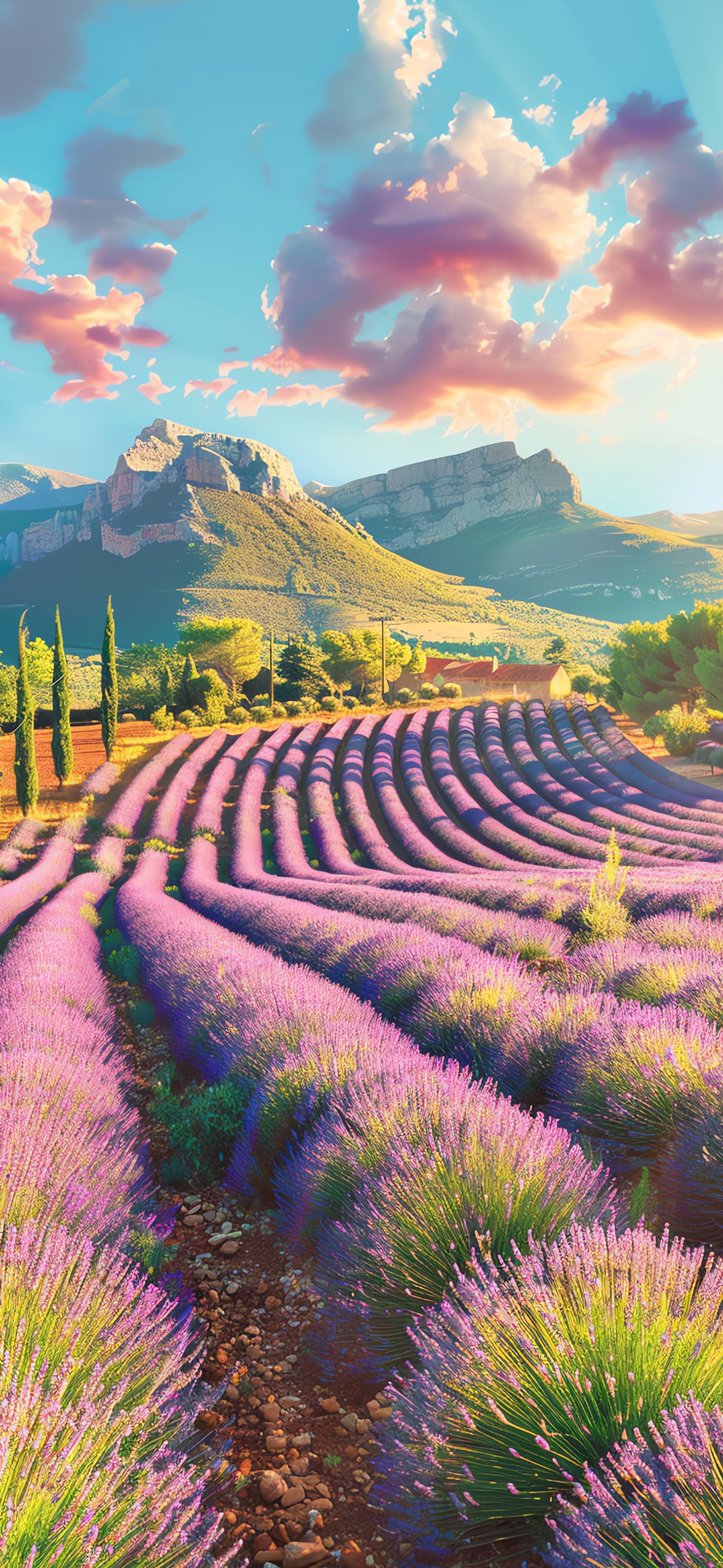 Lavender Field Vista - Pro phone wallpaper