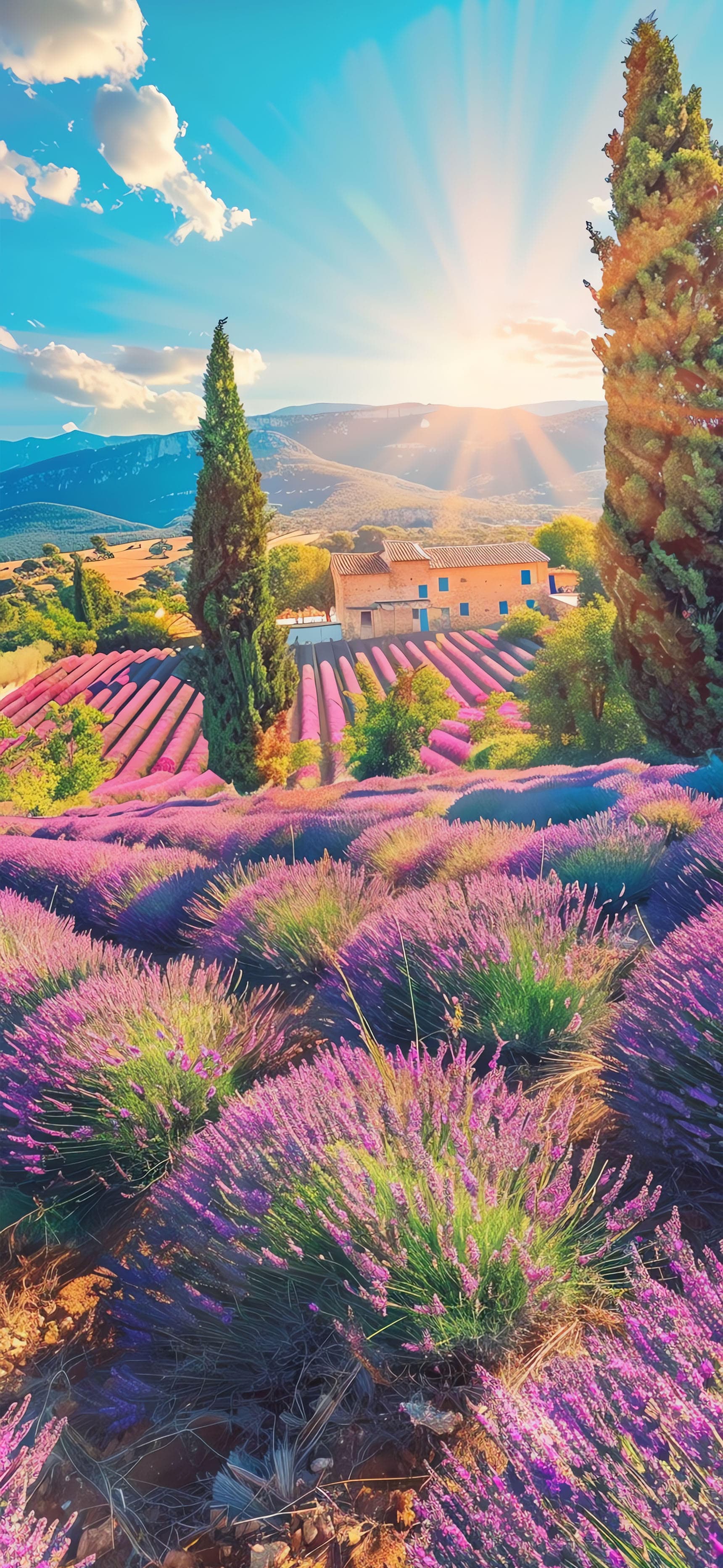 Lavender Field Vista - Pro phone wallpaper