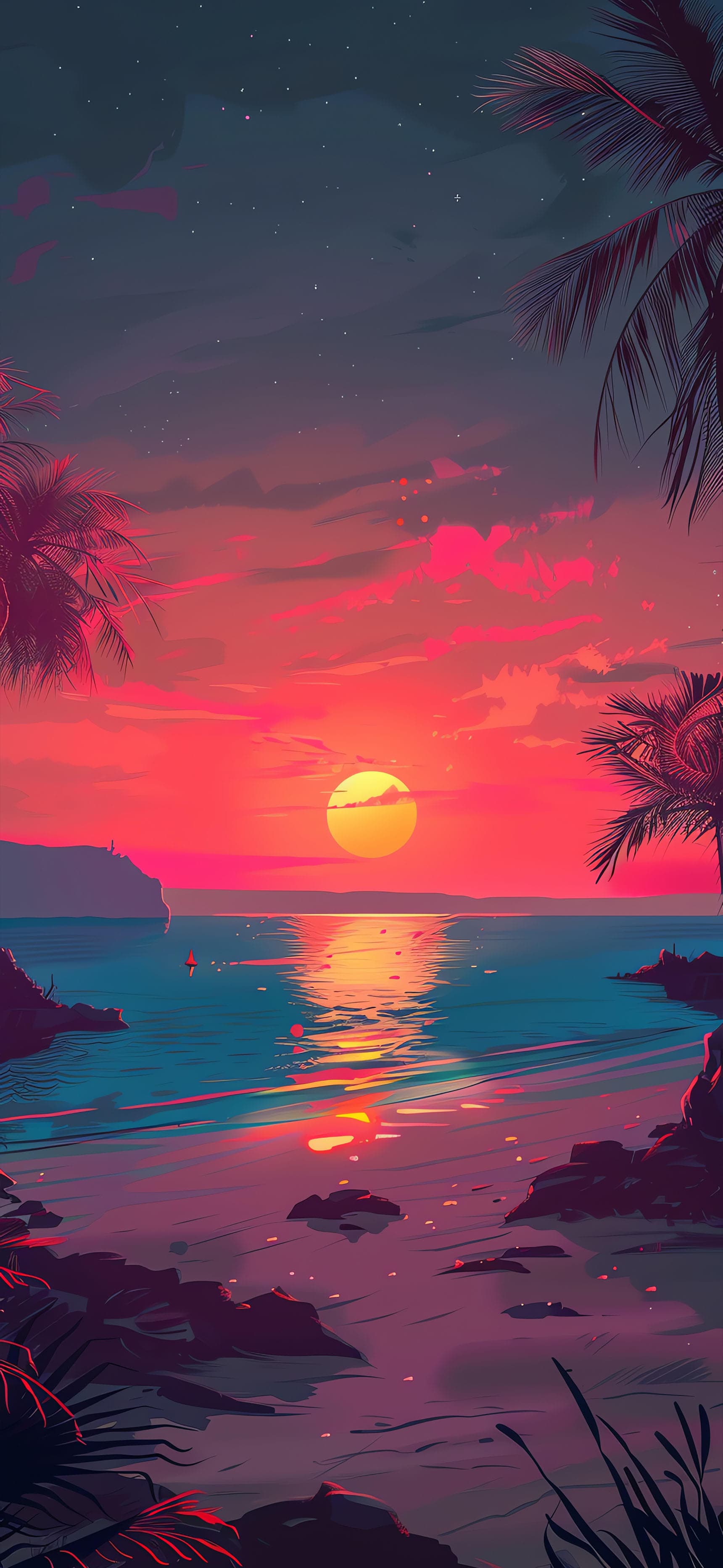 Tropical Sunset Beach - Pro phone wallpaper