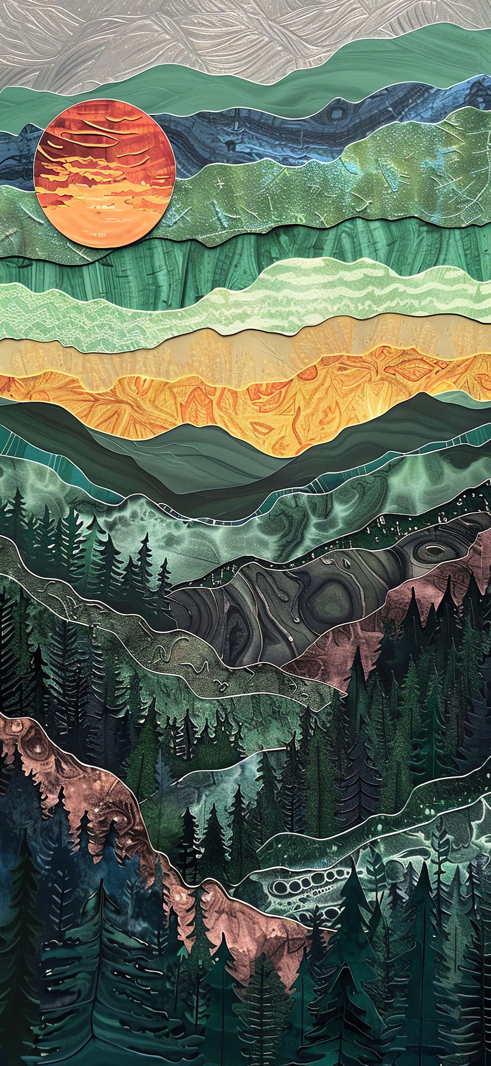 Abstract Forest Layers - Pro phone wallpaper