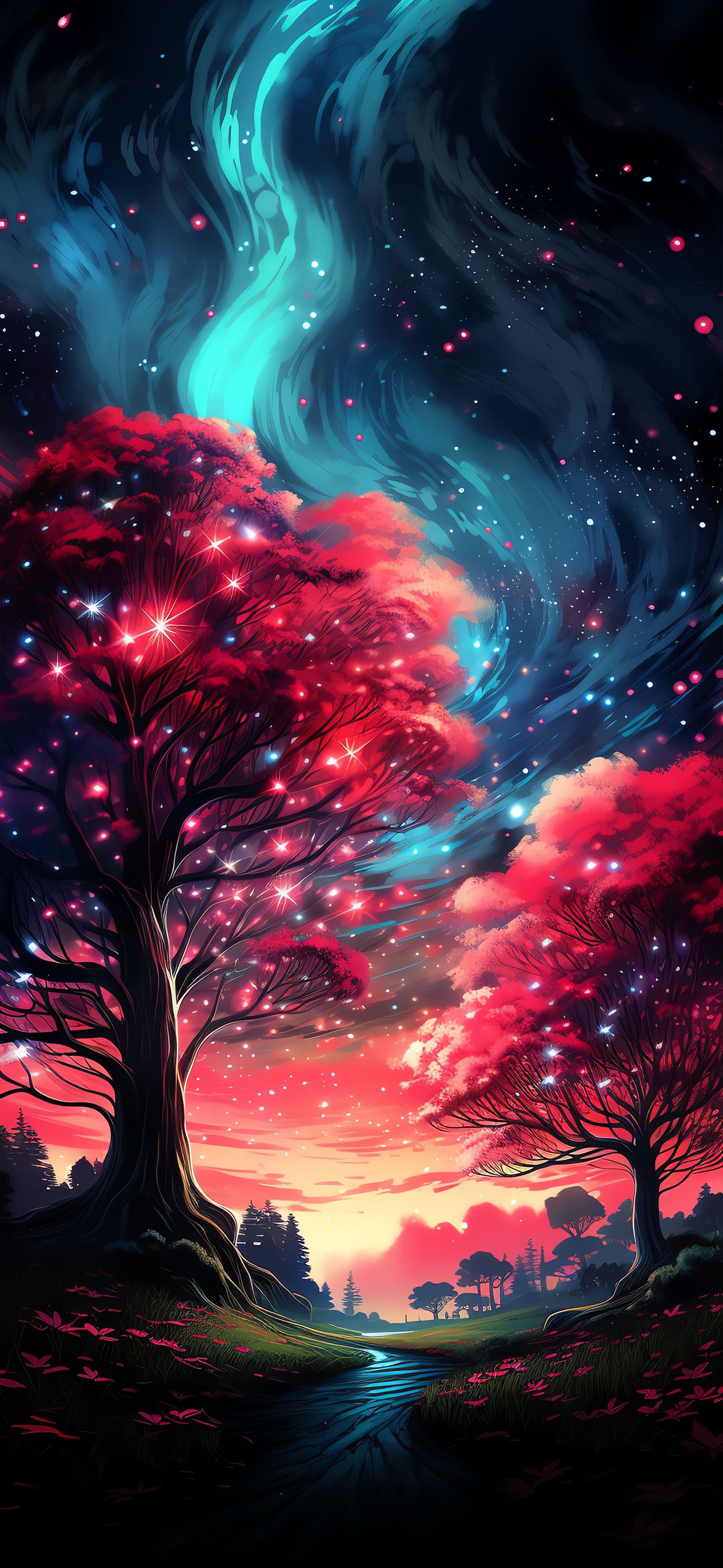 Starlight Forest River - Pro phone wallpaper